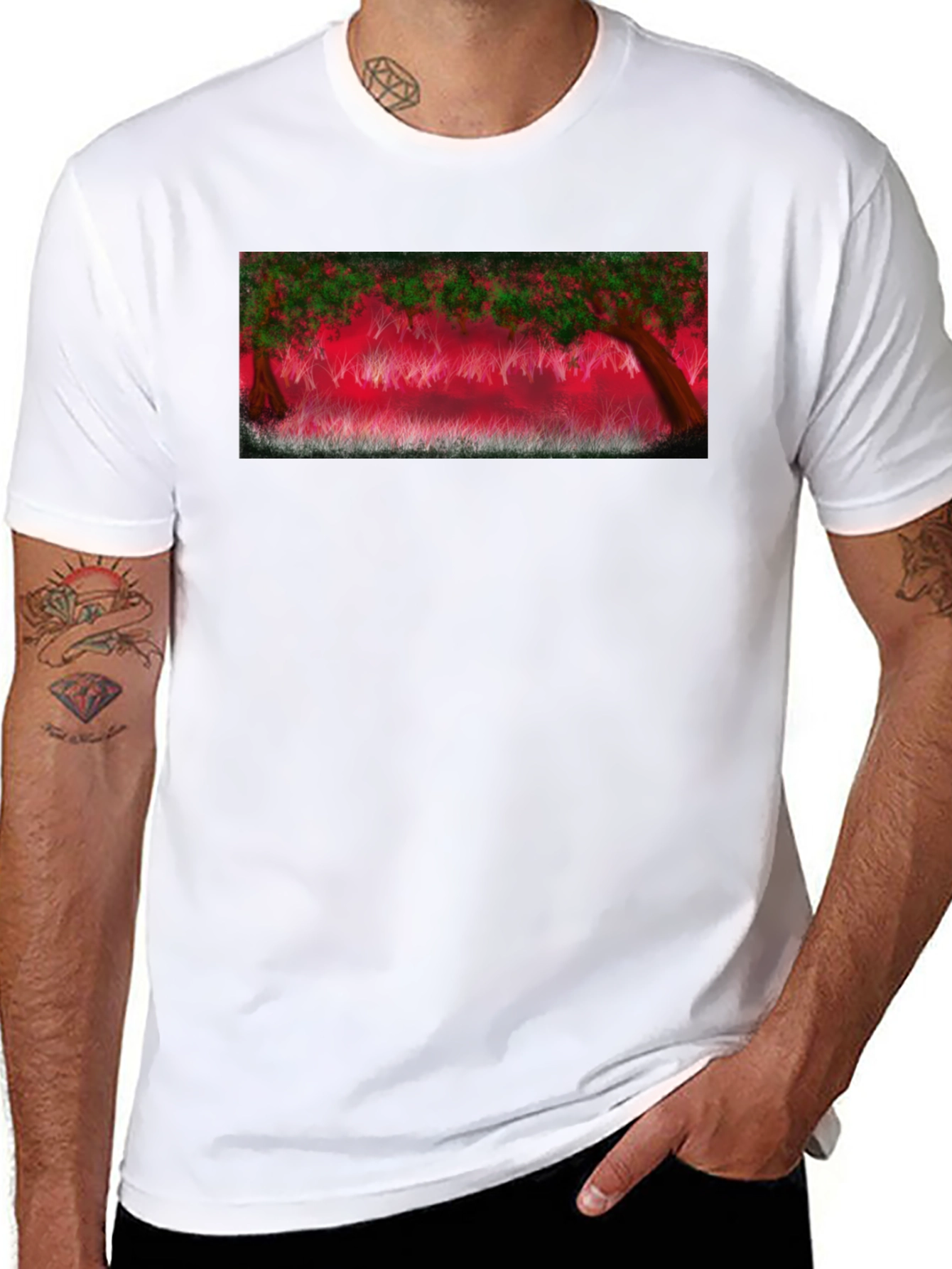 Enchanted Forest Graphic Tee - Black Cotton Blend