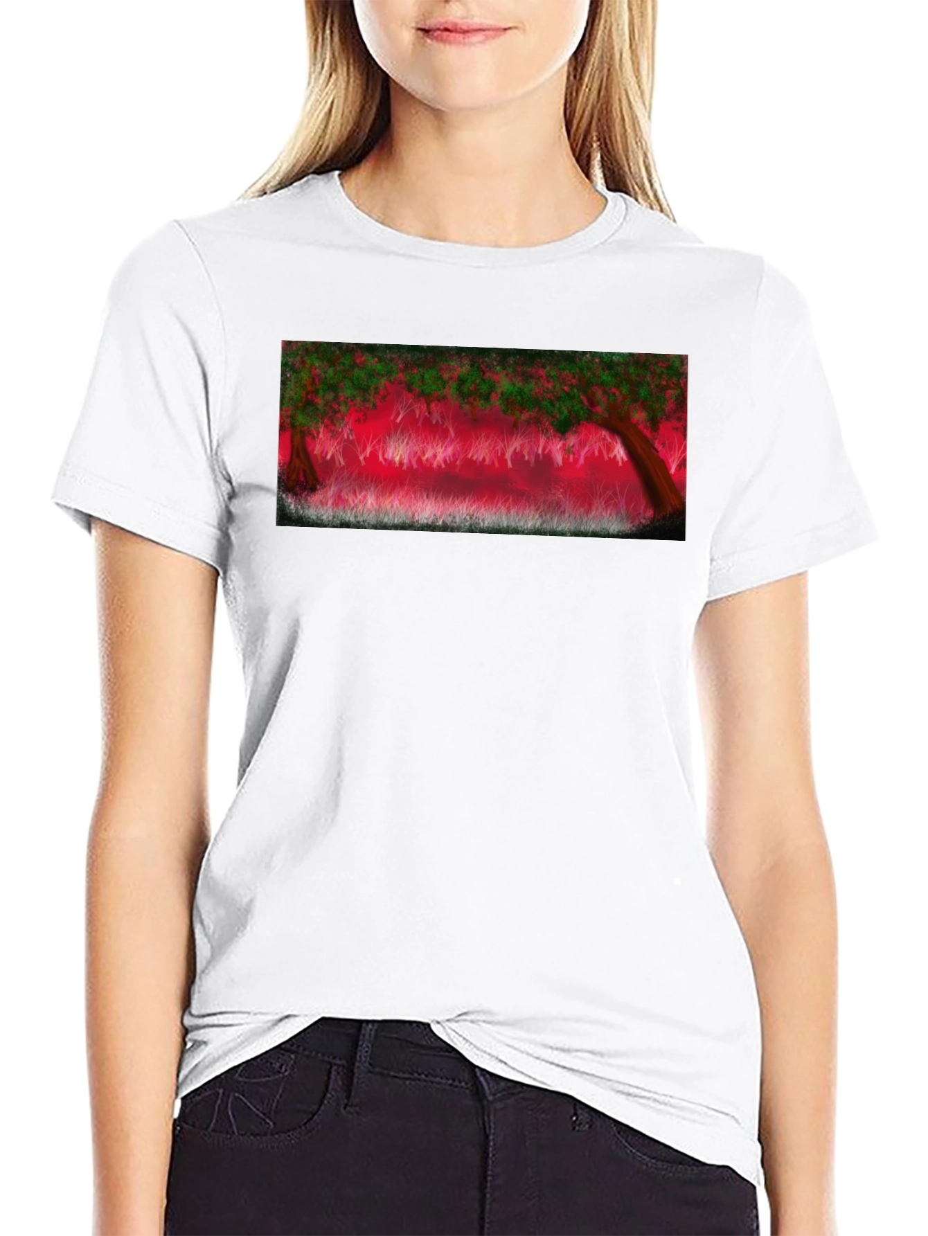 Enchanted Forest Graphic Tee - Black Cotton Blend