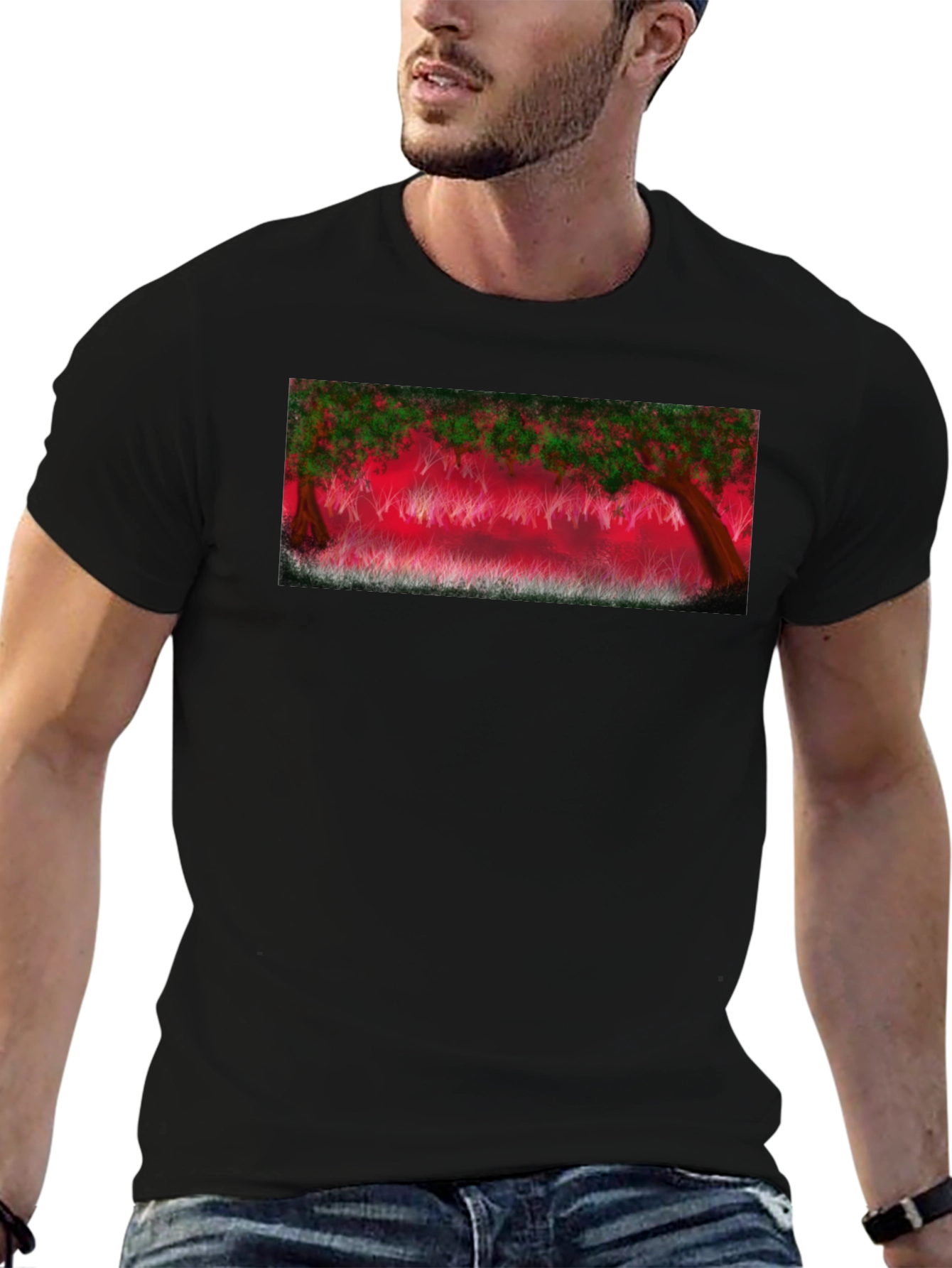 Enchanted Forest Graphic Tee - Black Cotton Blend