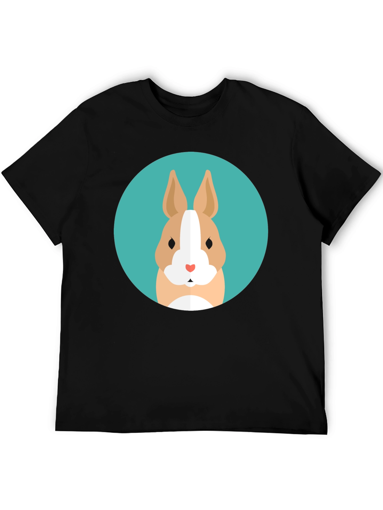 Cute Bunny Graphic Tee - Soft Black Cotton T-Shirt