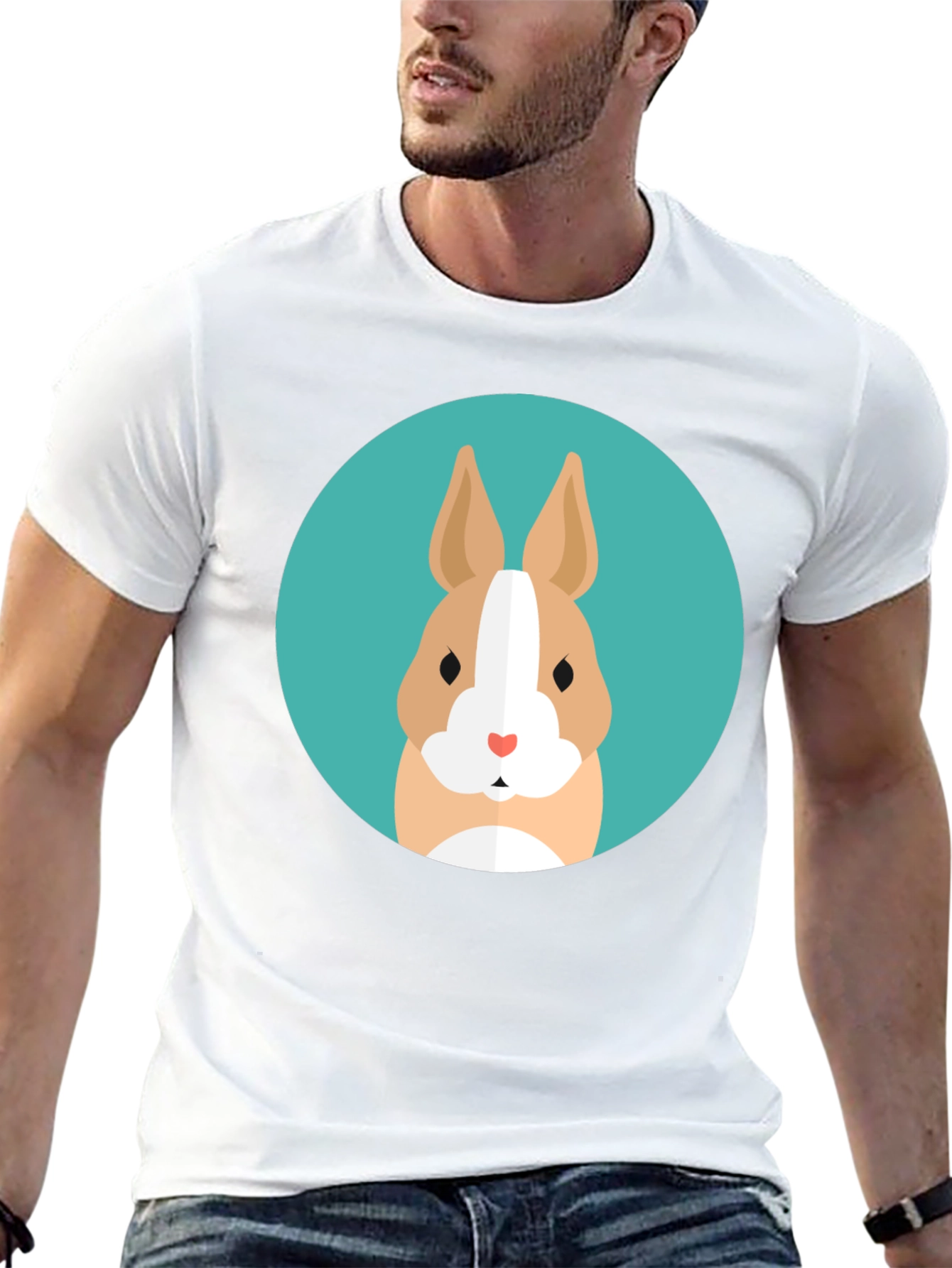 Cute Bunny Graphic Tee - Soft Black Cotton T-Shirt