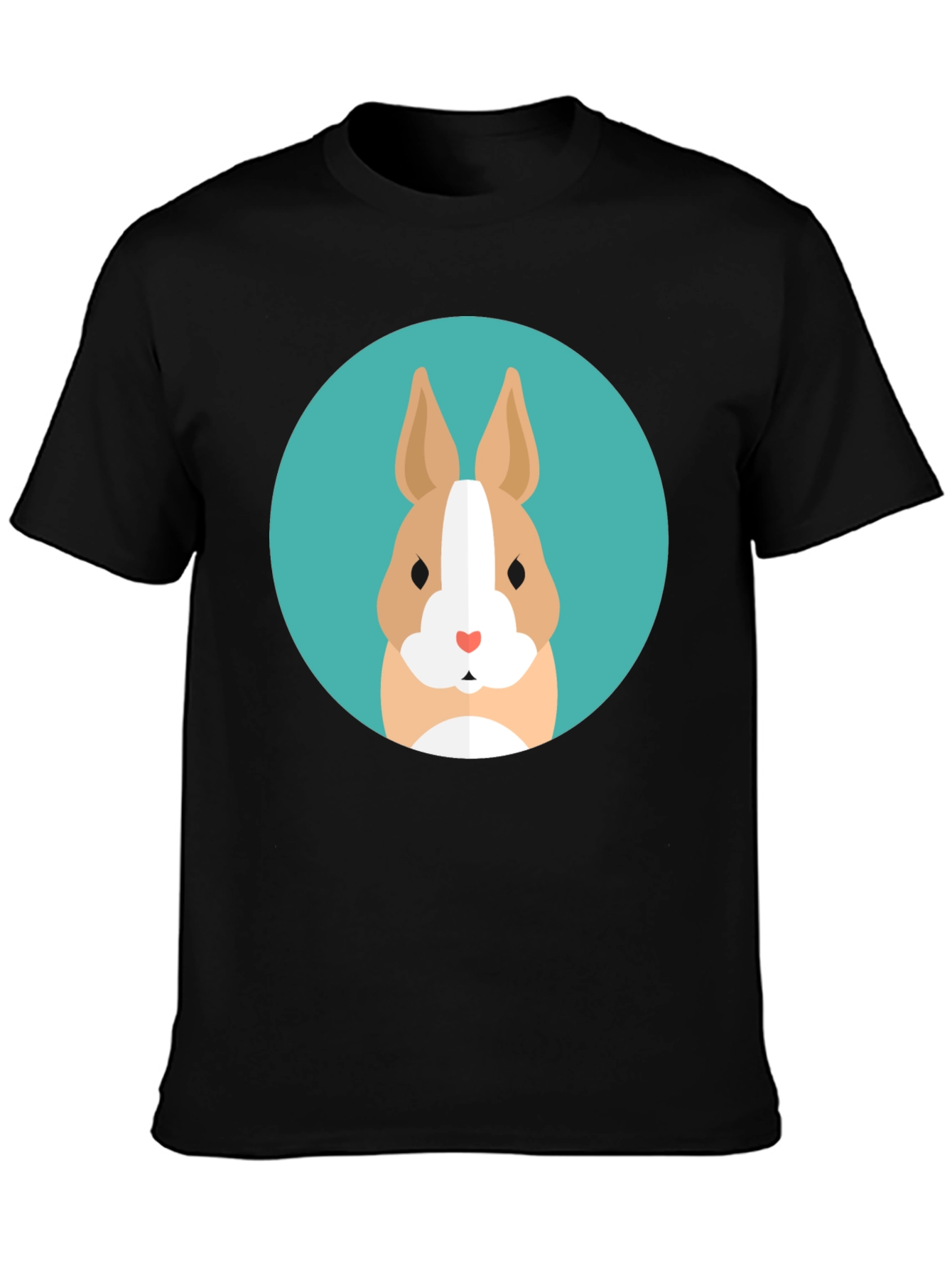 Cute Bunny Graphic Tee - Soft Black Cotton T-Shirt