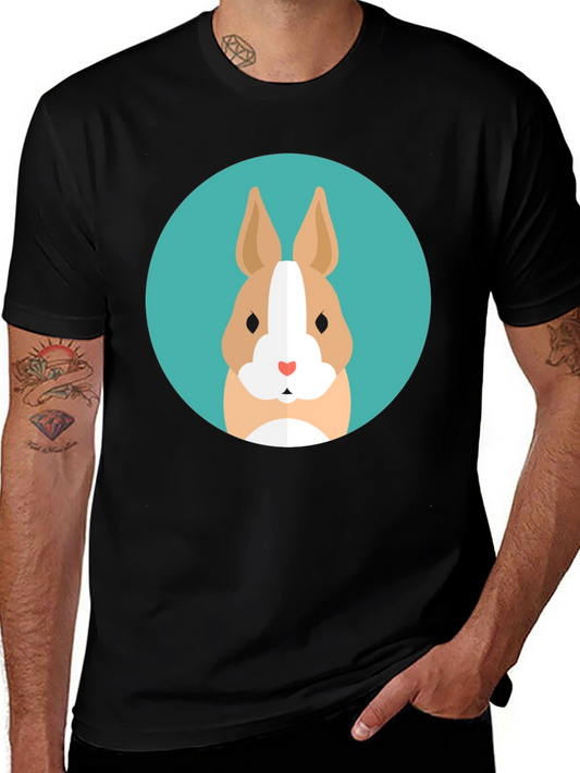 Cute Bunny Graphic Tee - Soft Black Cotton T-Shirt