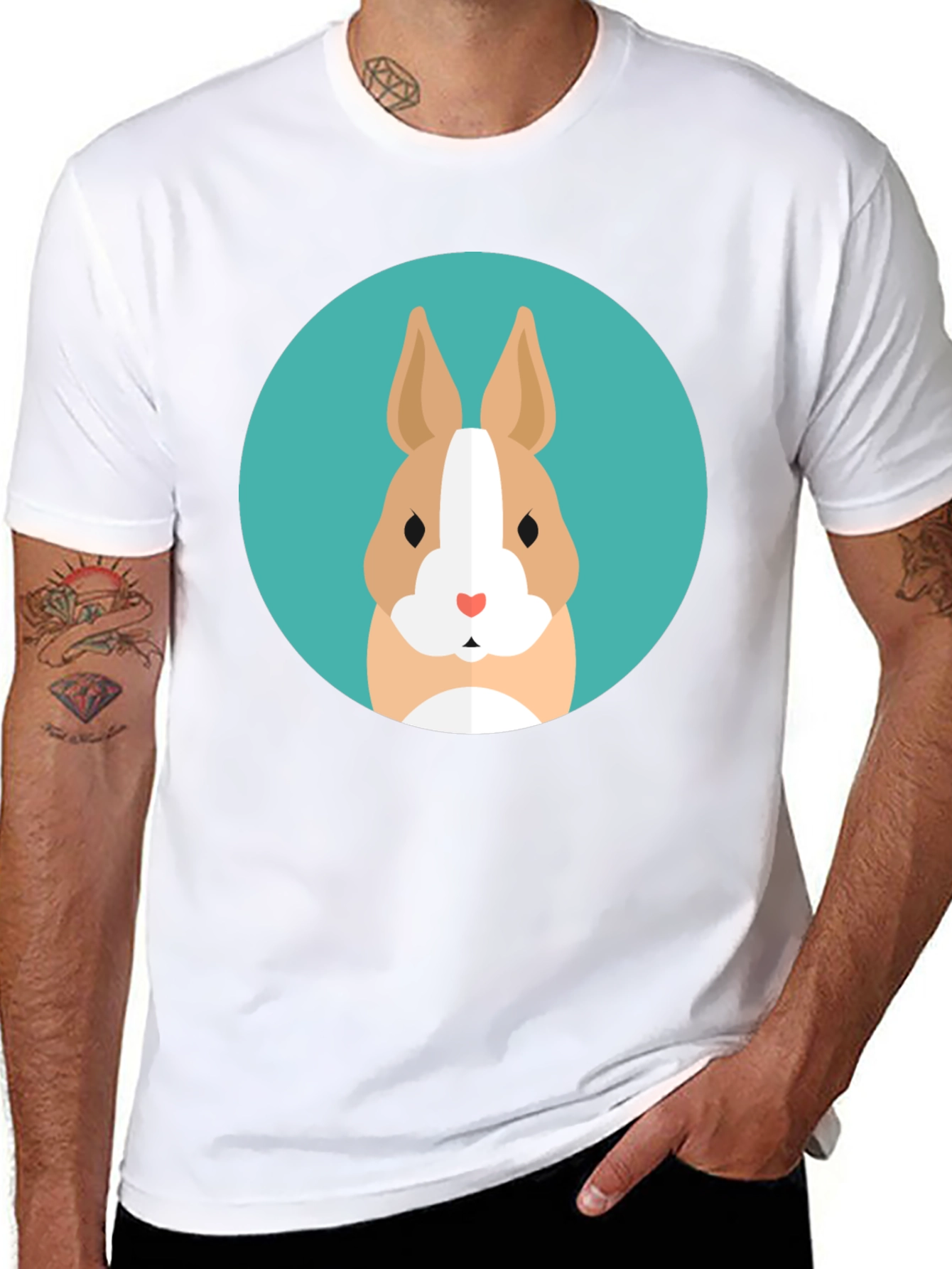 Cute Bunny Graphic Tee - Soft Black Cotton T-Shirt