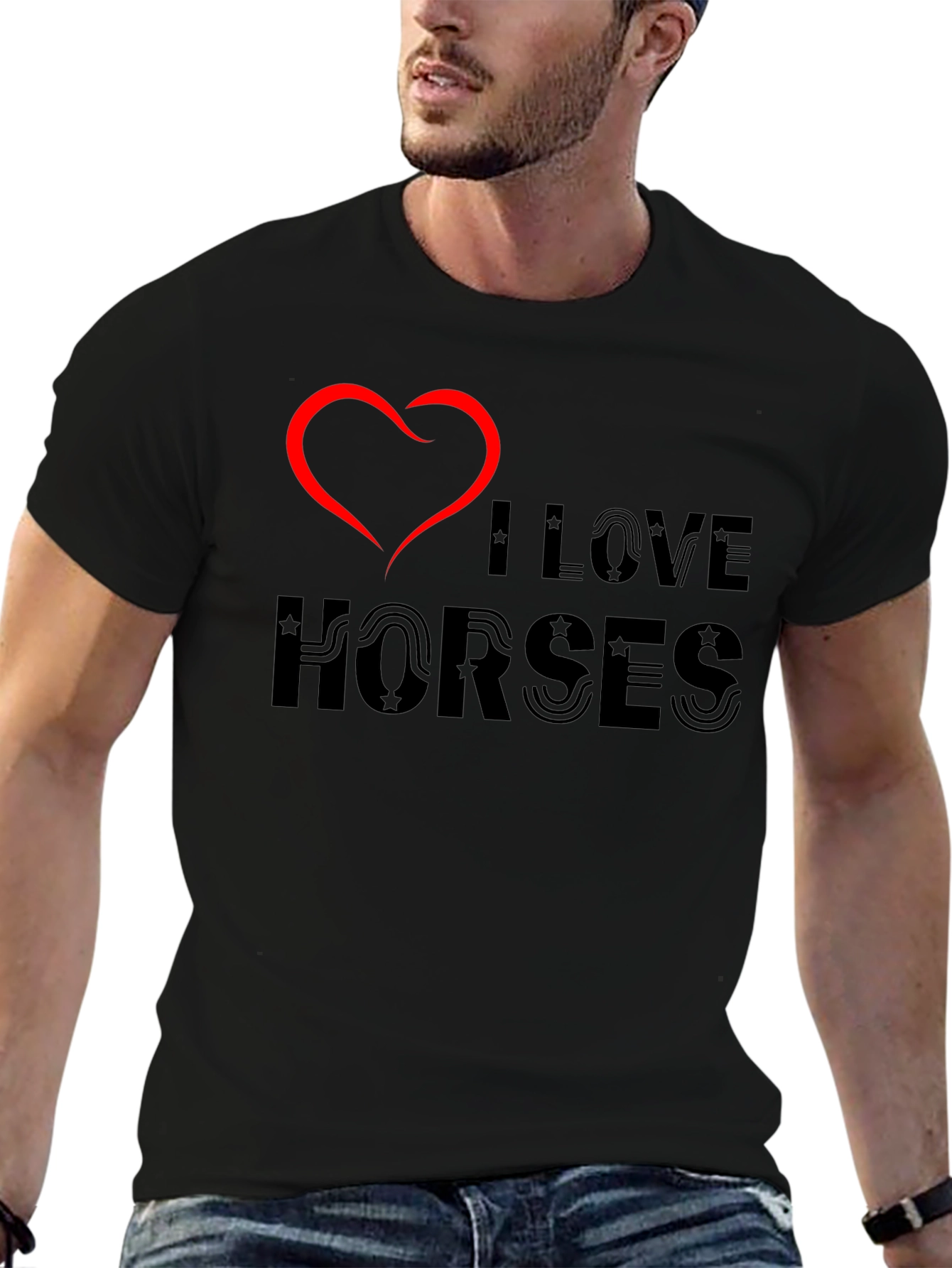 I Love Horses Graphic Tee - Black