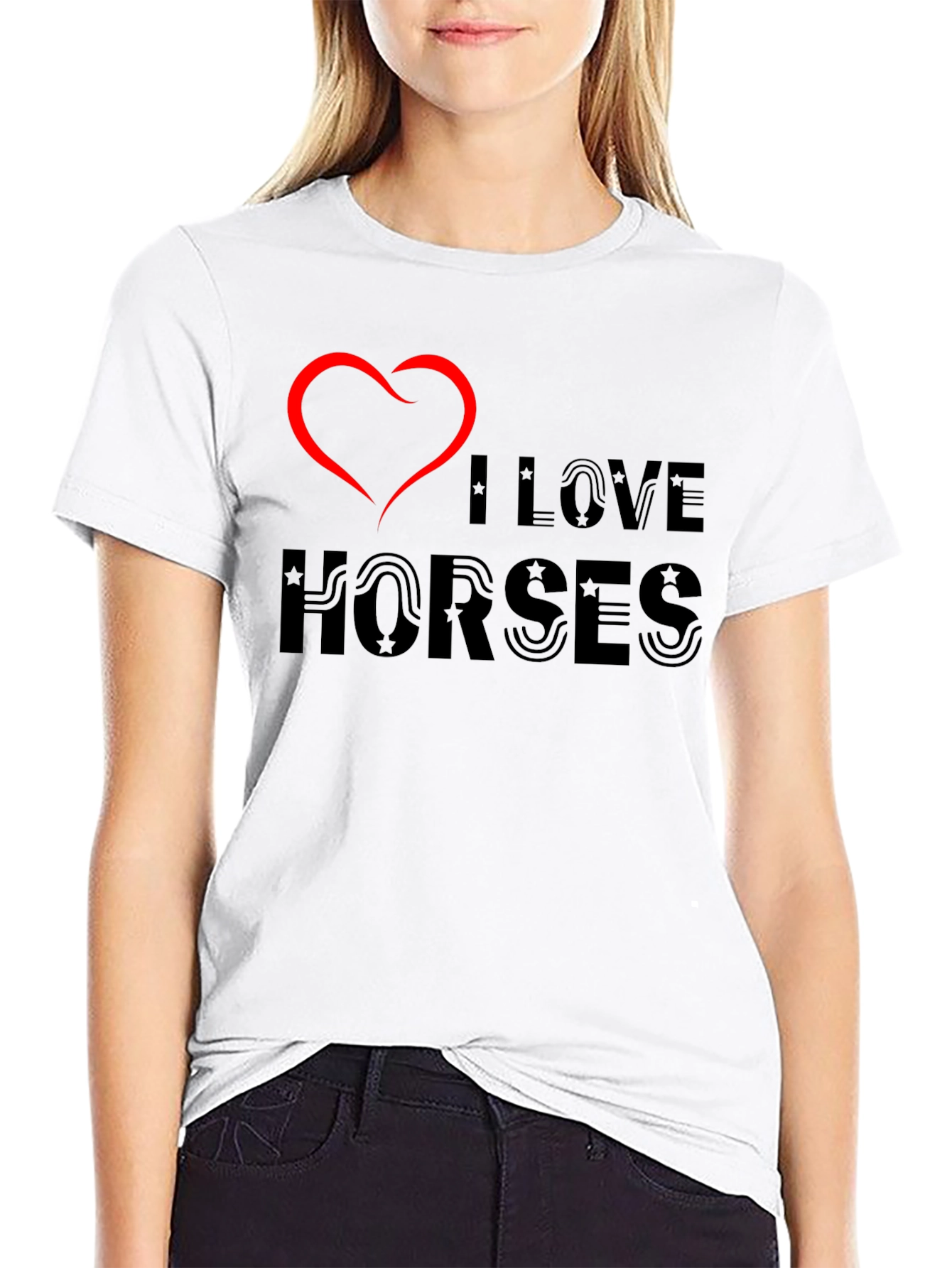 I Love Horses Graphic Tee - Black