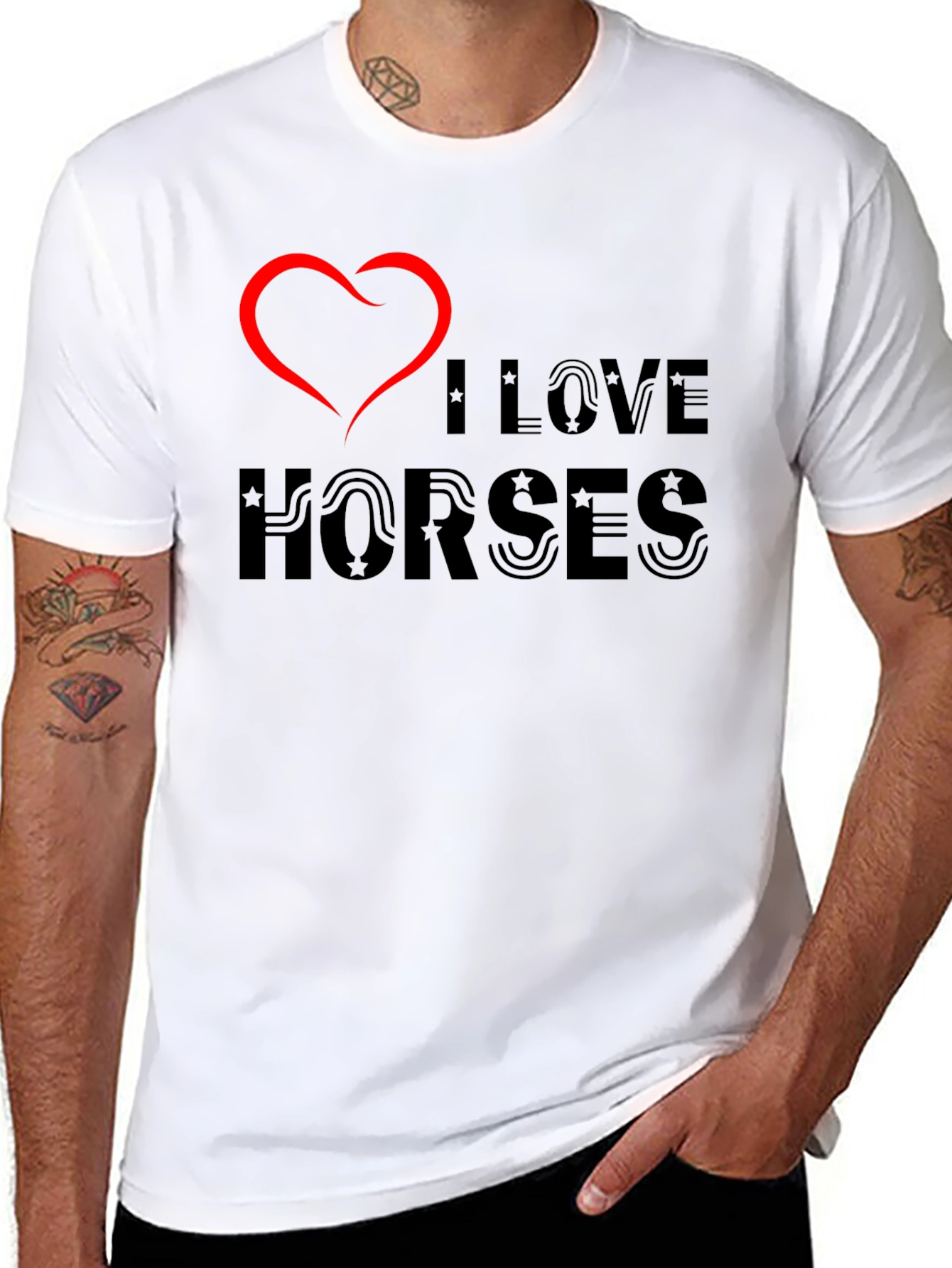 I Love Horses Graphic Tee - Black