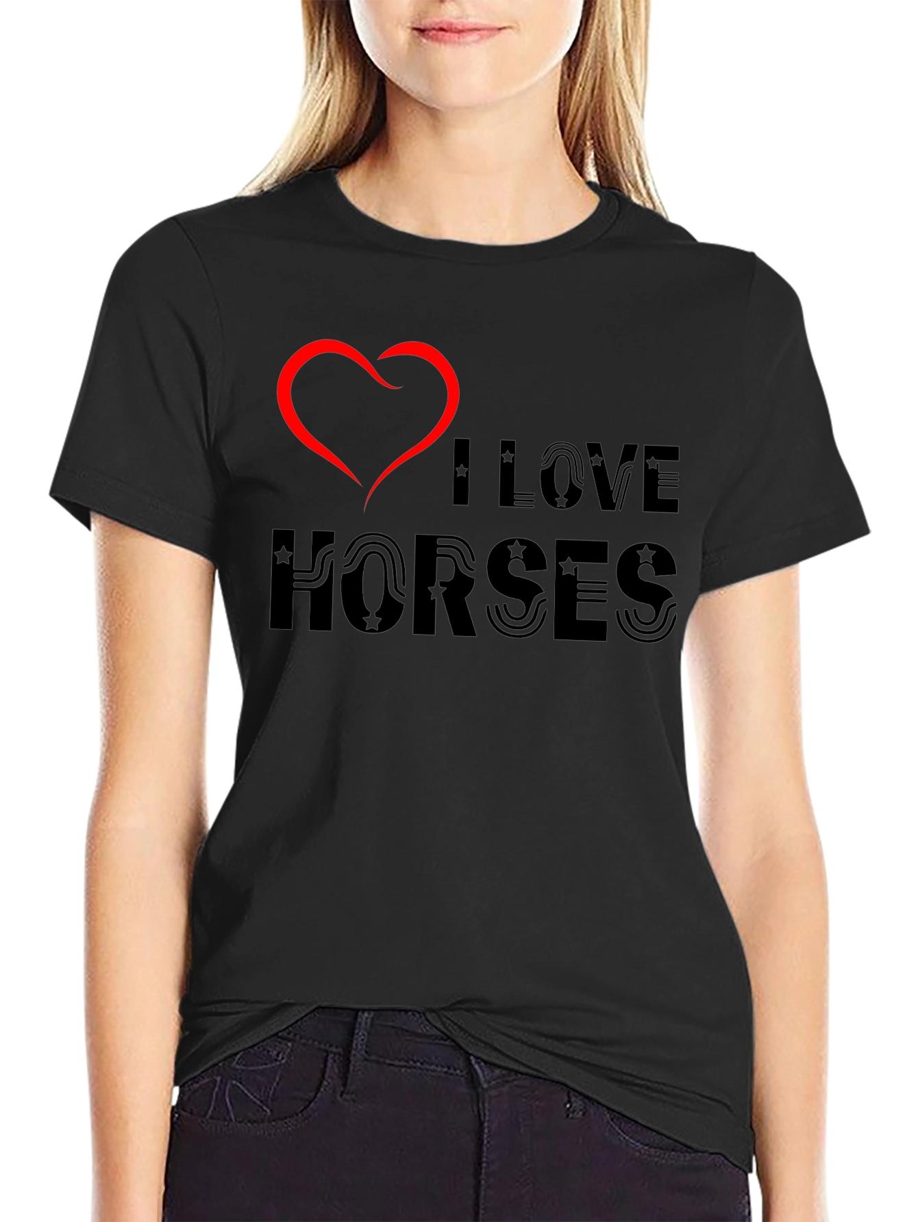 I Love Horses Graphic Tee - Black