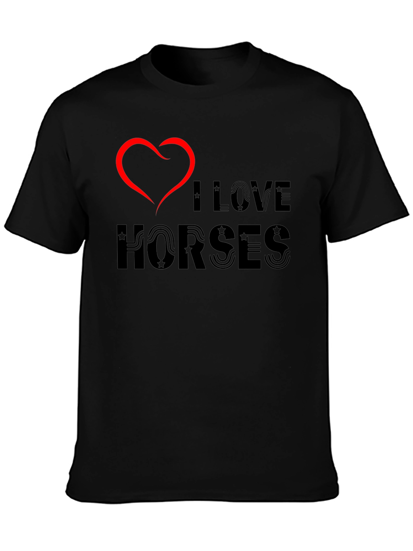 I Love Horses Graphic Tee - Black