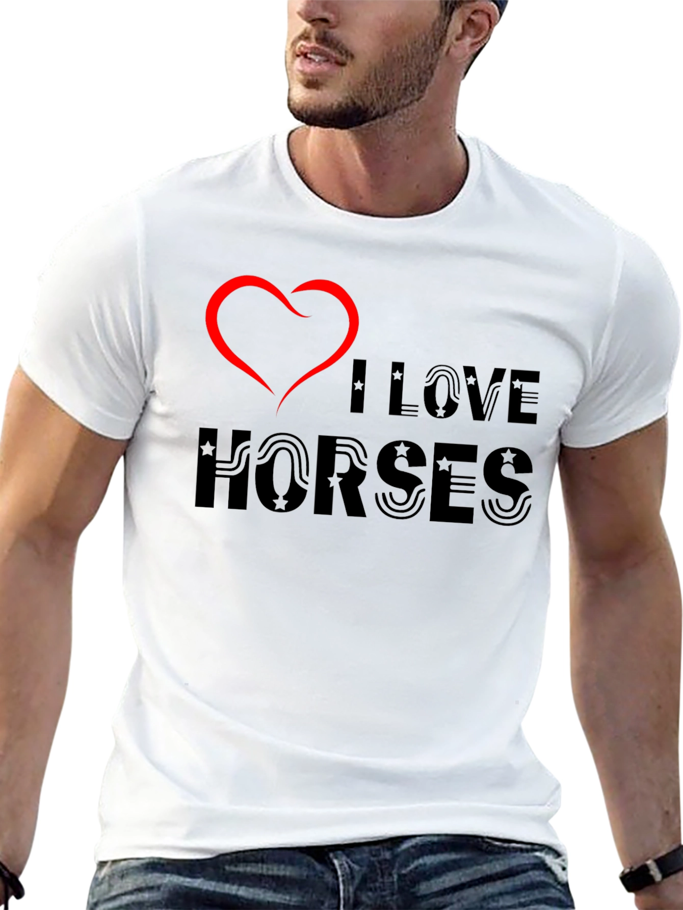 I Love Horses Graphic Tee - Black