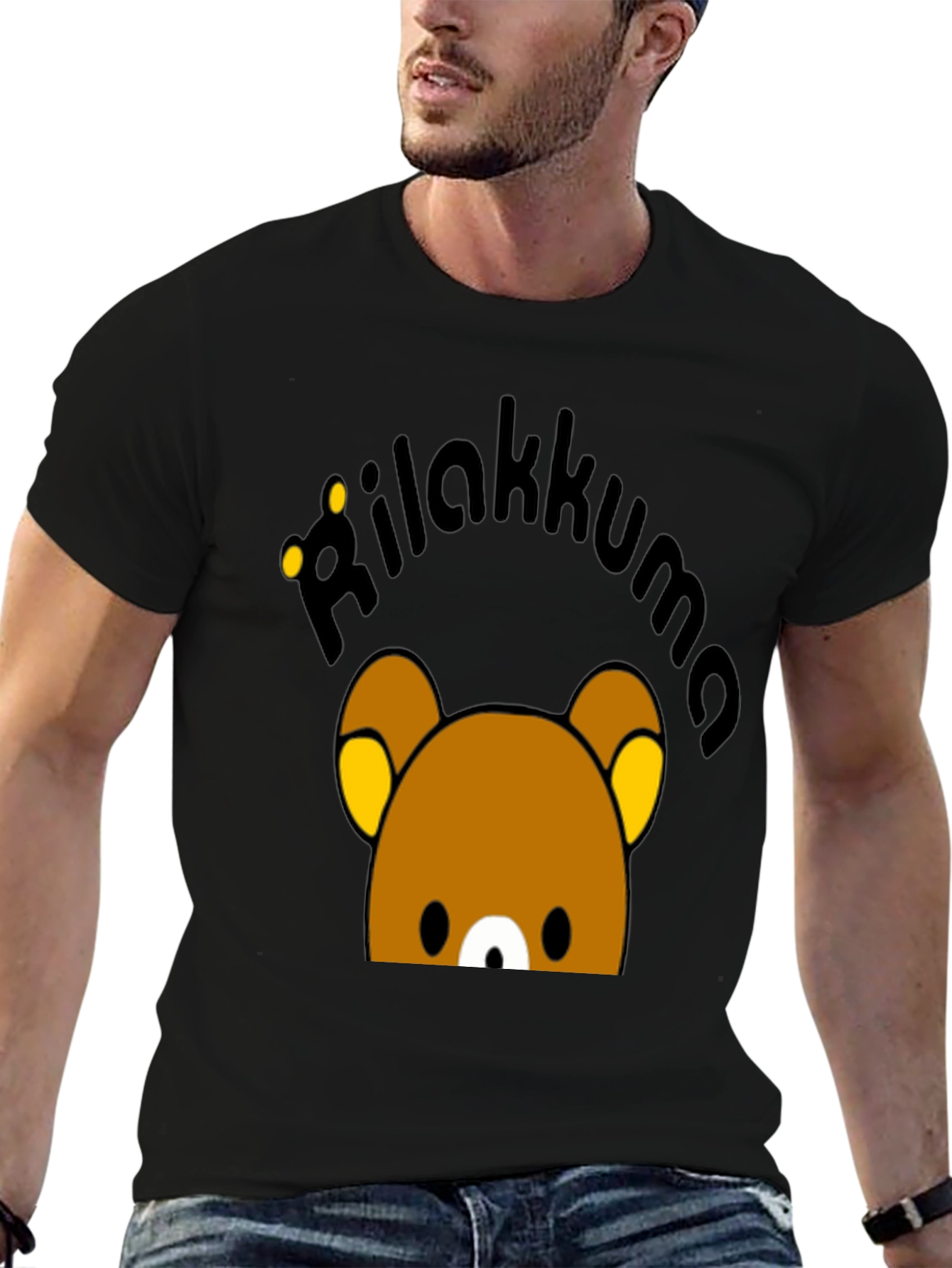 Rilakkuma Graphic Print Black T-Shirt