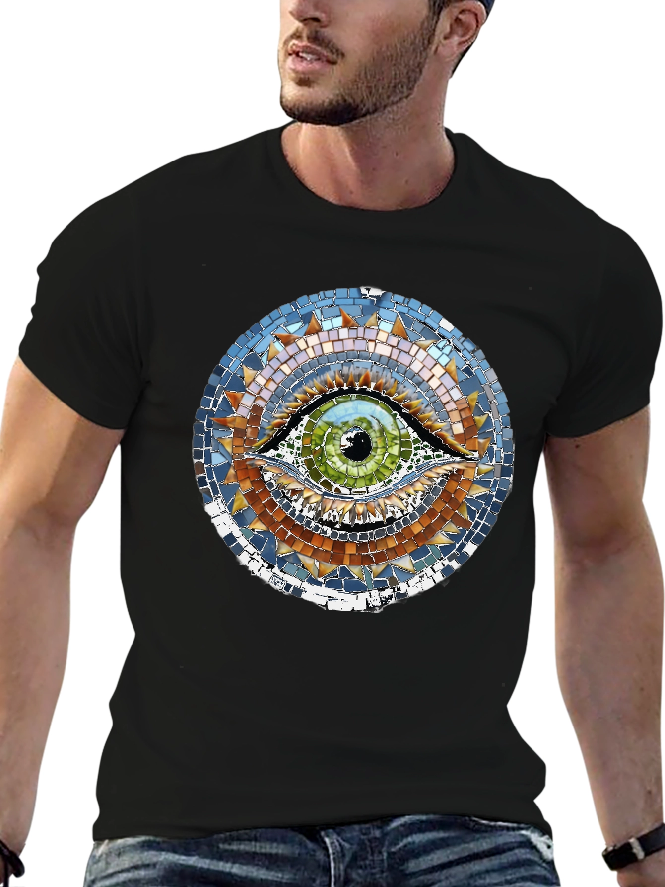 Mosaic Eye Graphic Black T-Shirt