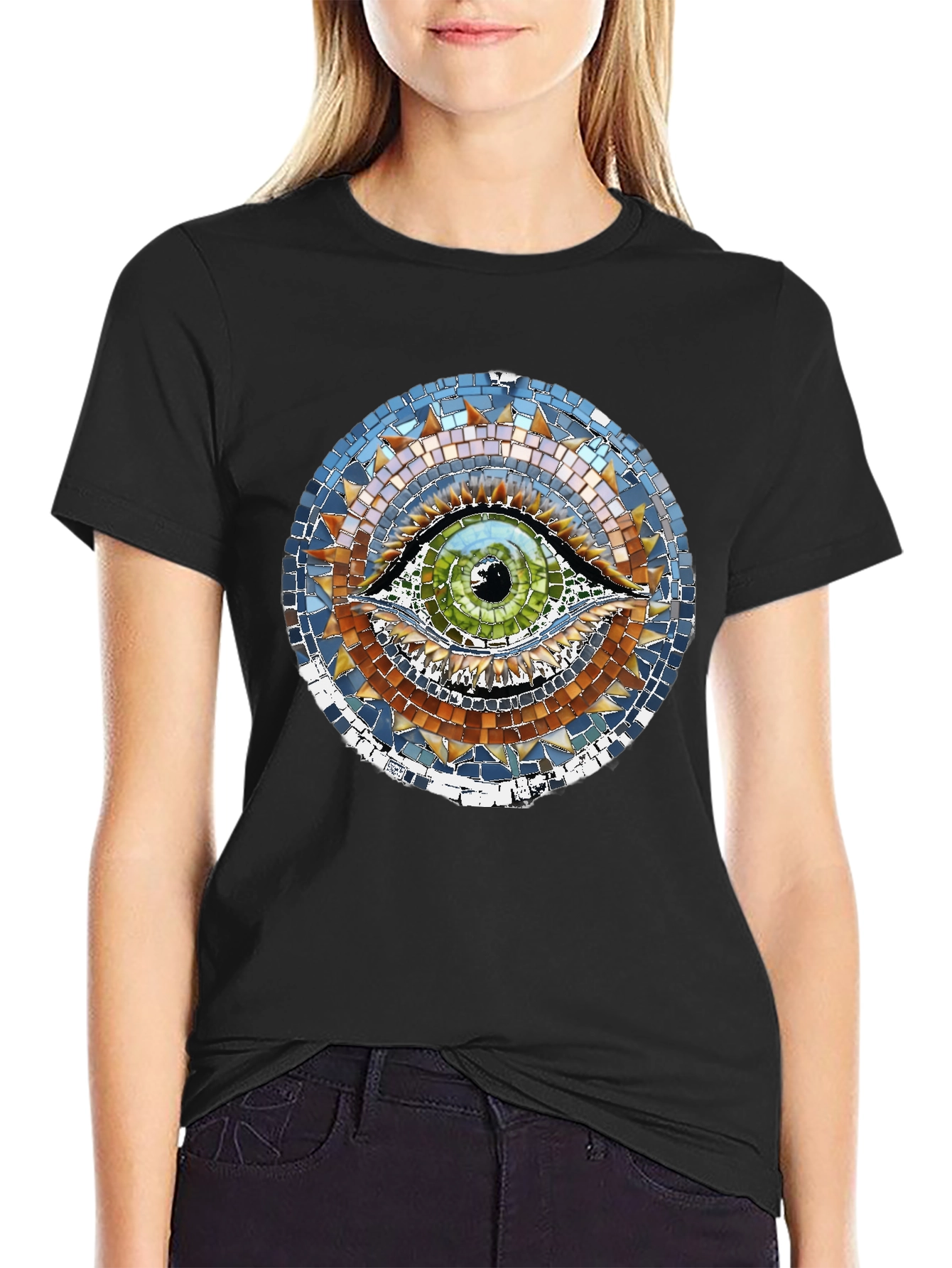 Mosaic Eye Graphic Black T-Shirt
