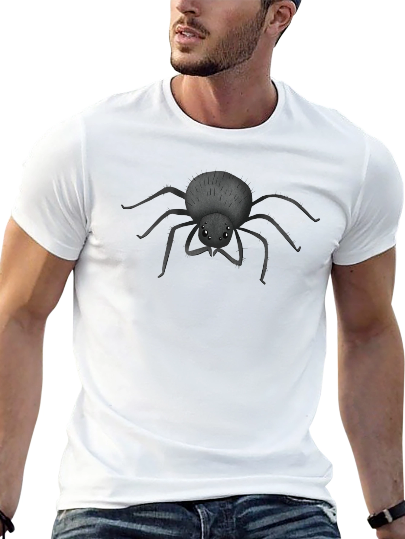 Creepy Cute Spider Graphic Tee - Soft Black Cotton