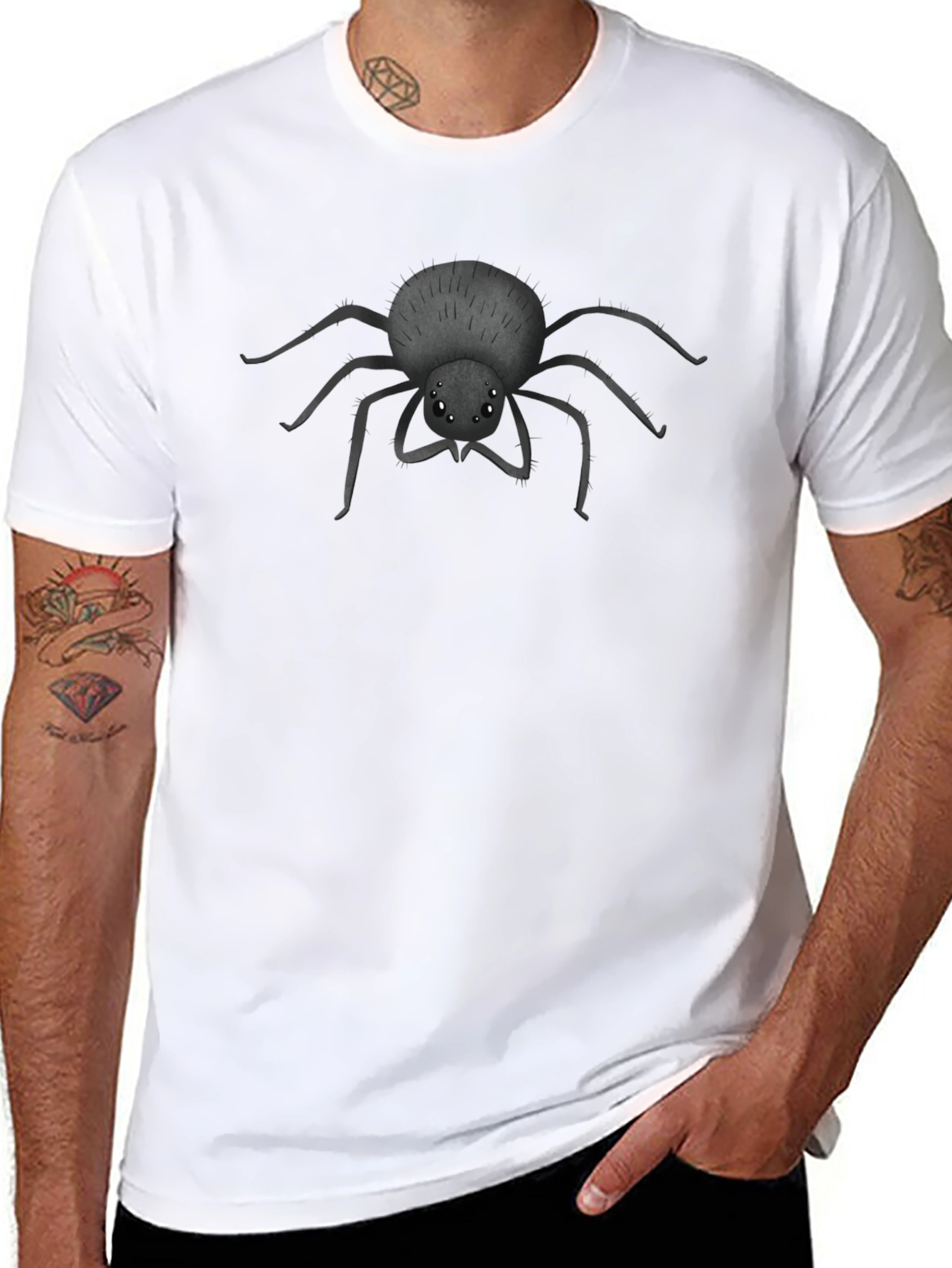 Creepy Cute Spider Graphic Tee - Soft Black Cotton