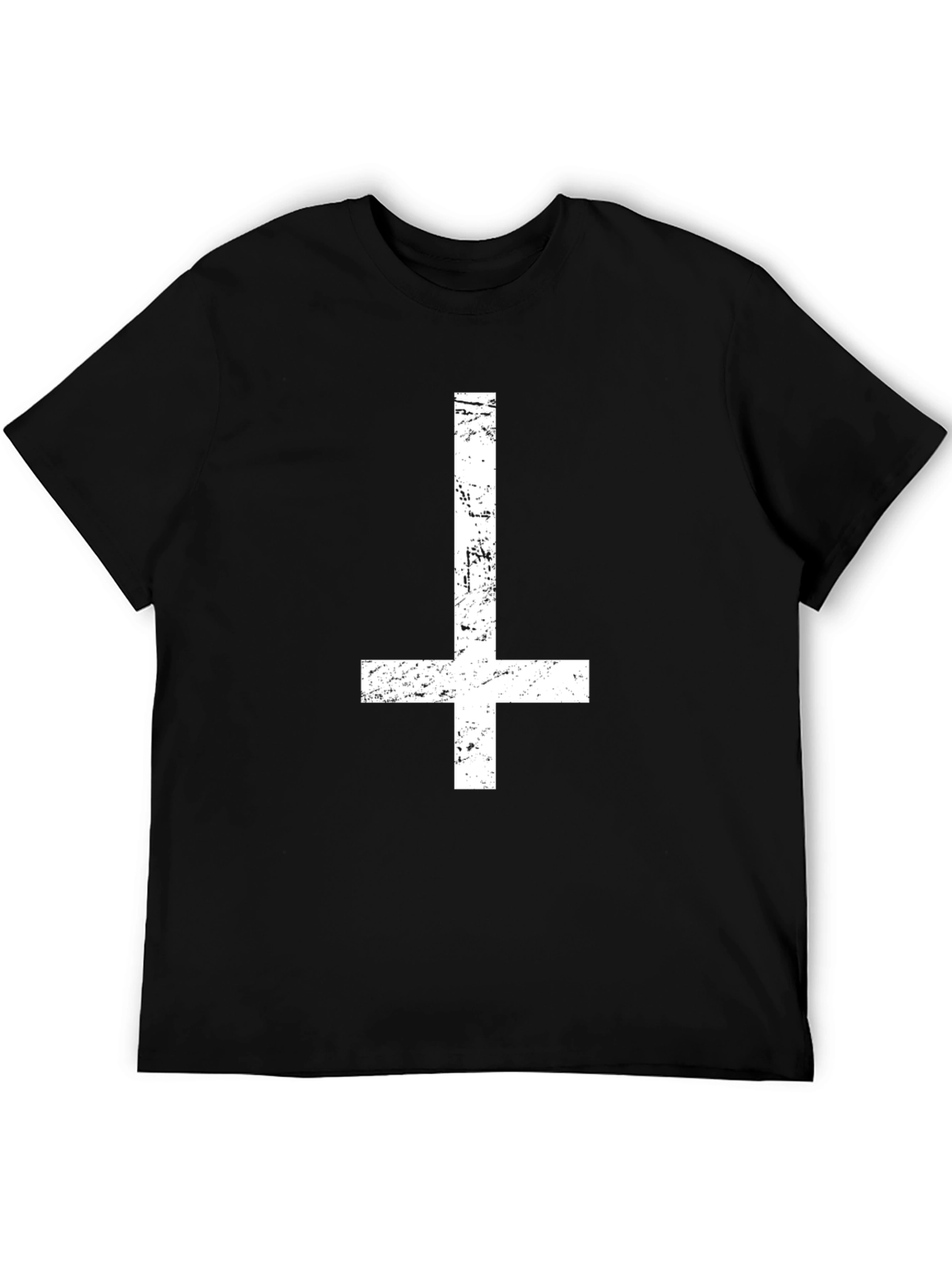 Inverted Cross Graphic Print Black T-Shirt