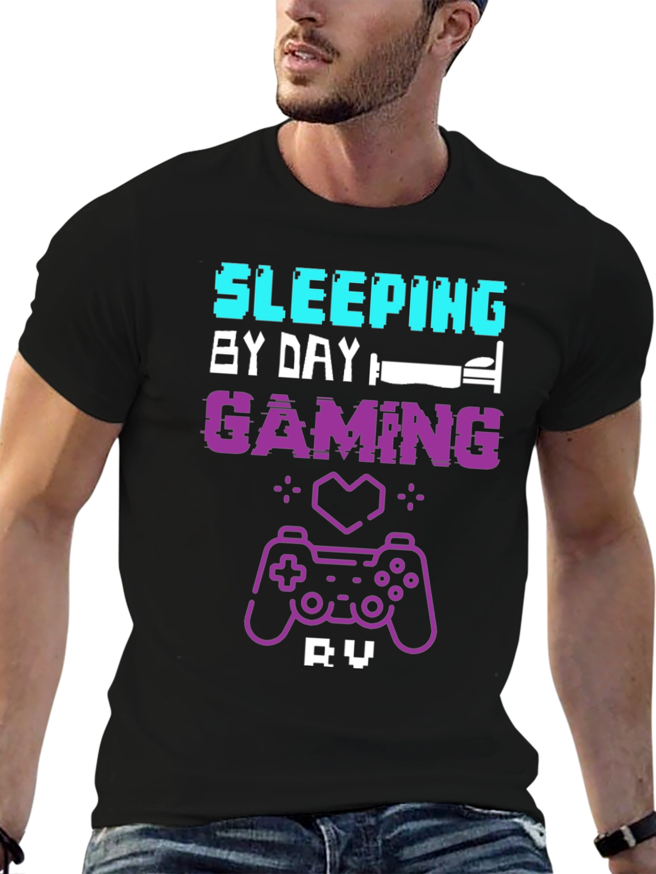 Gamer T-Shirt: Sleeping by Day Gaming by Night