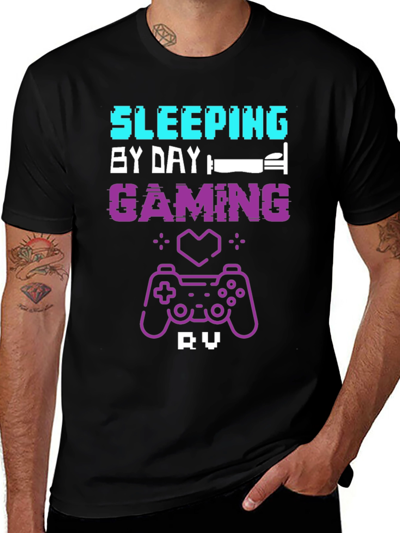 Gamer T-Shirt: Sleeping by Day Gaming by Night