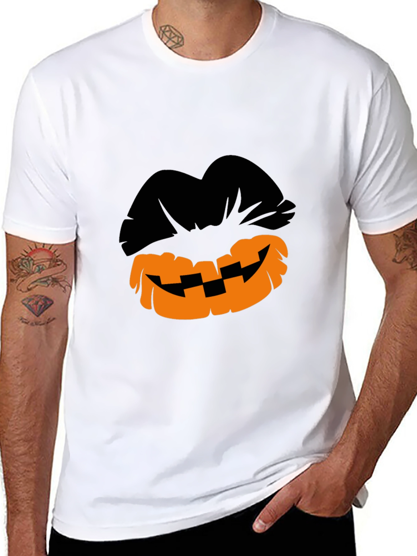 Halloween Pumpkin Lips Graphic T-Shirt