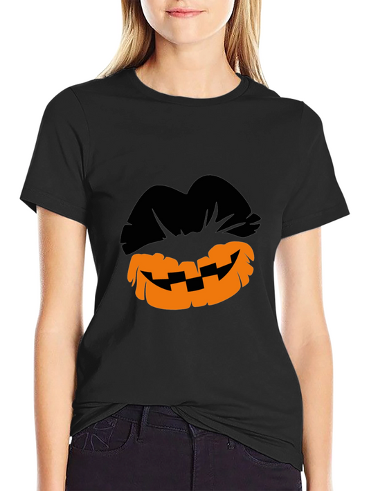 Halloween Pumpkin Lips Graphic T-Shirt