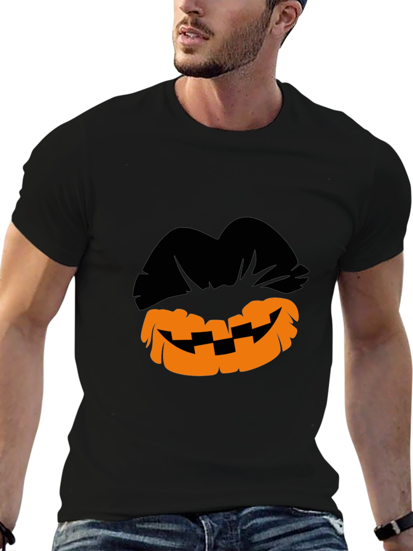 Halloween Pumpkin Lips Graphic T-Shirt