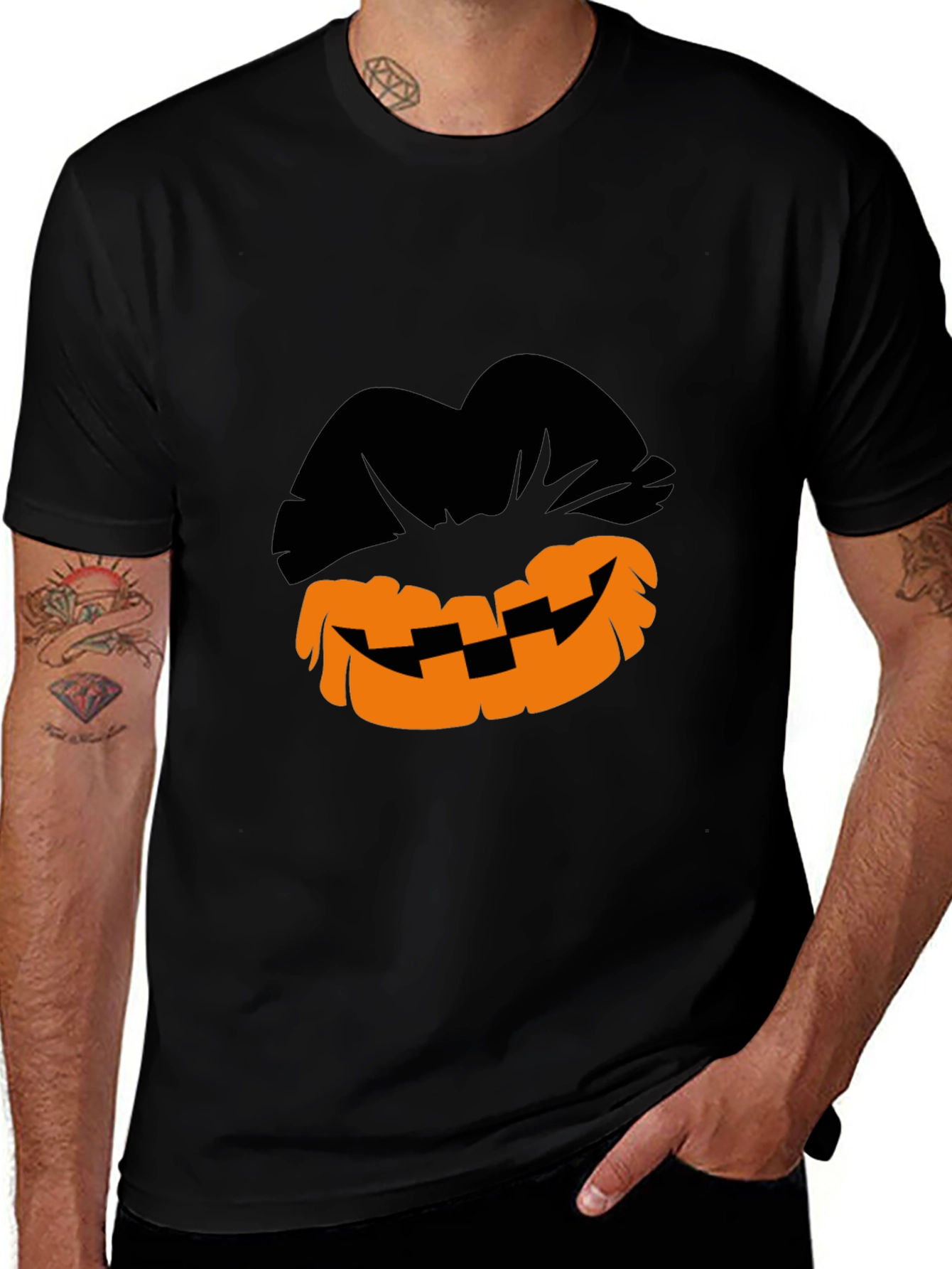 Halloween Pumpkin Lips Graphic T-Shirt