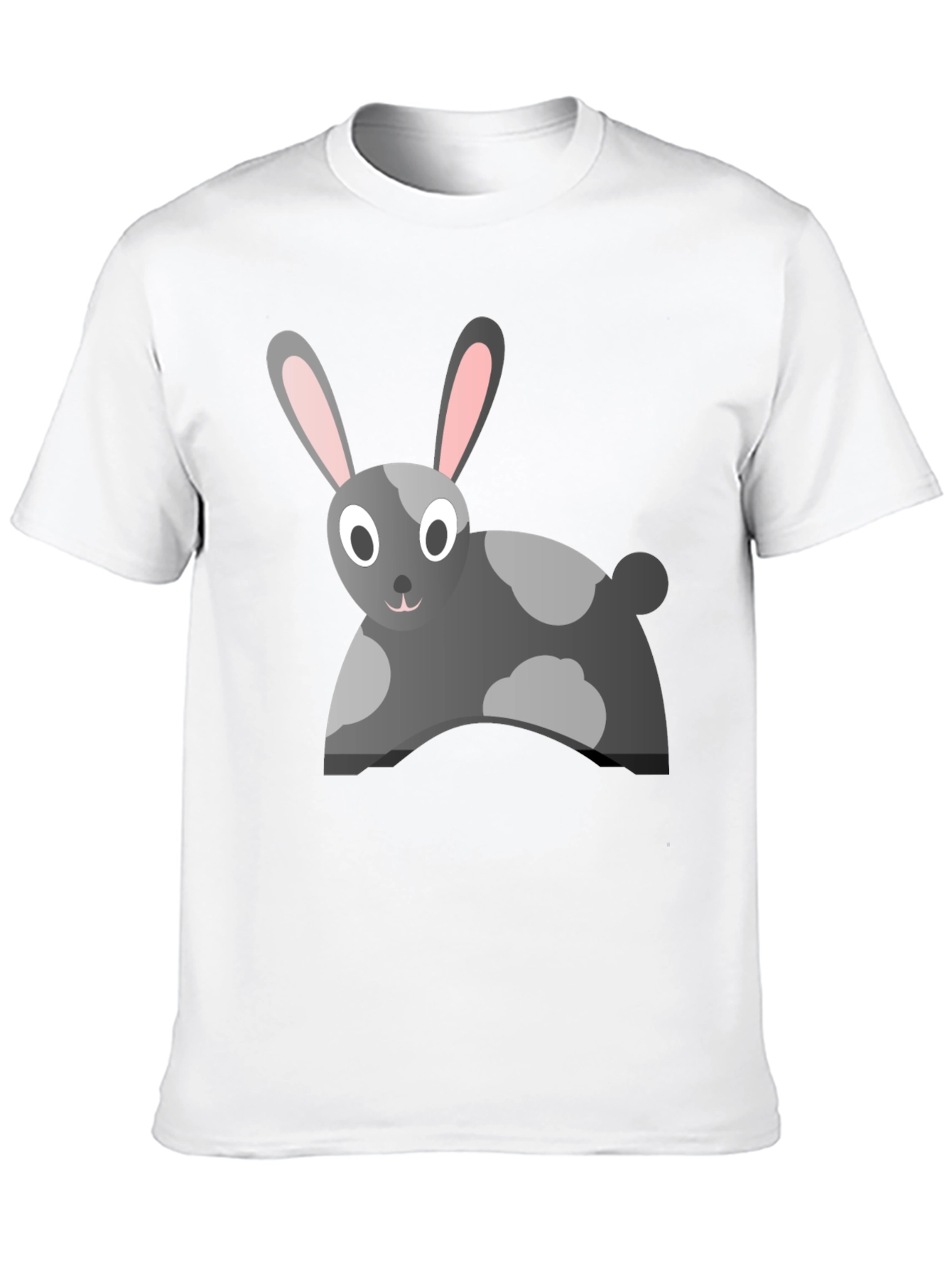 Cartoon Rabbit Graphic Tee - Black Cotton Blend