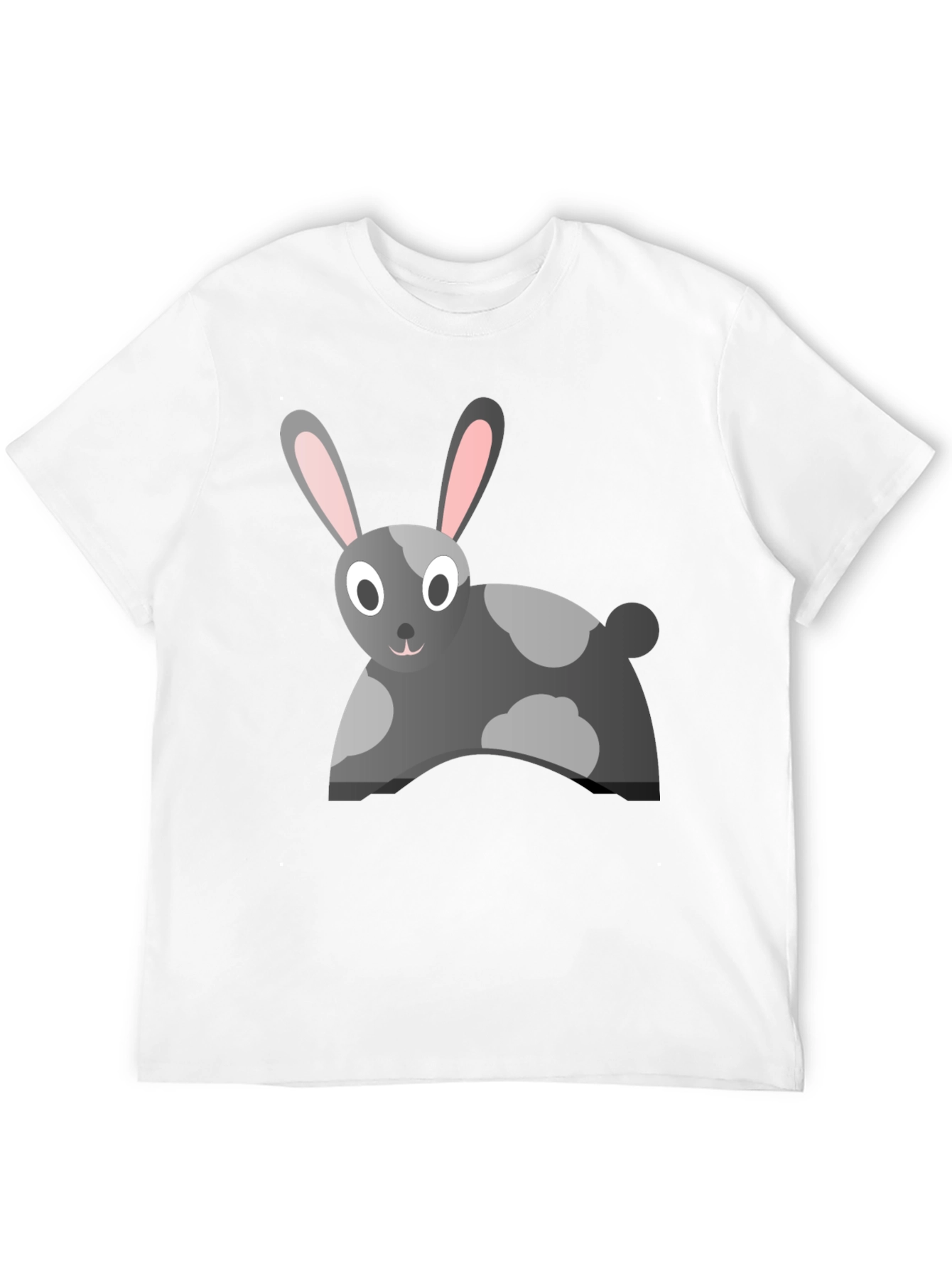 Cartoon Rabbit Graphic Tee - Black Cotton Blend