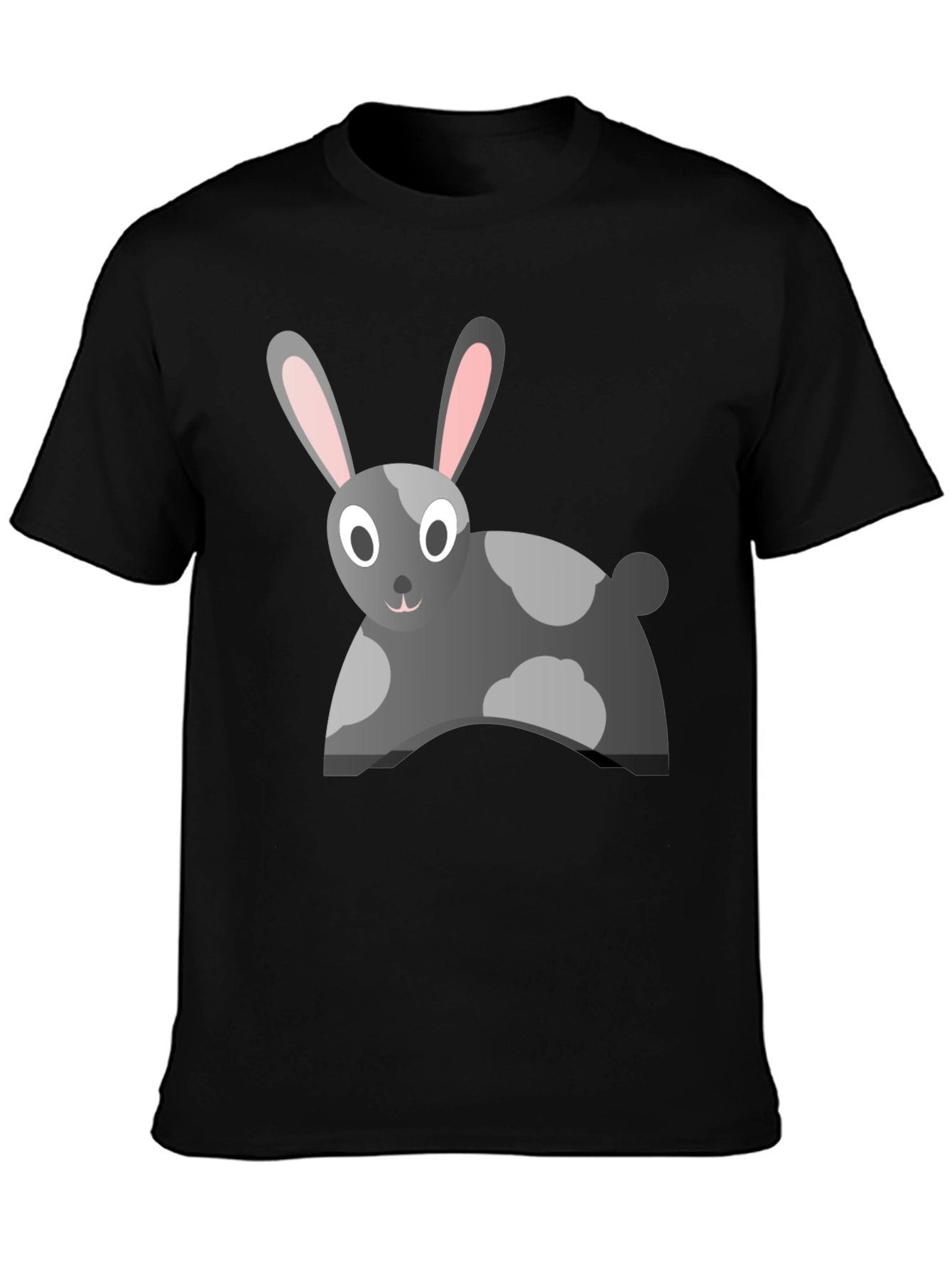 Cartoon Rabbit Graphic Tee - Black Cotton Blend