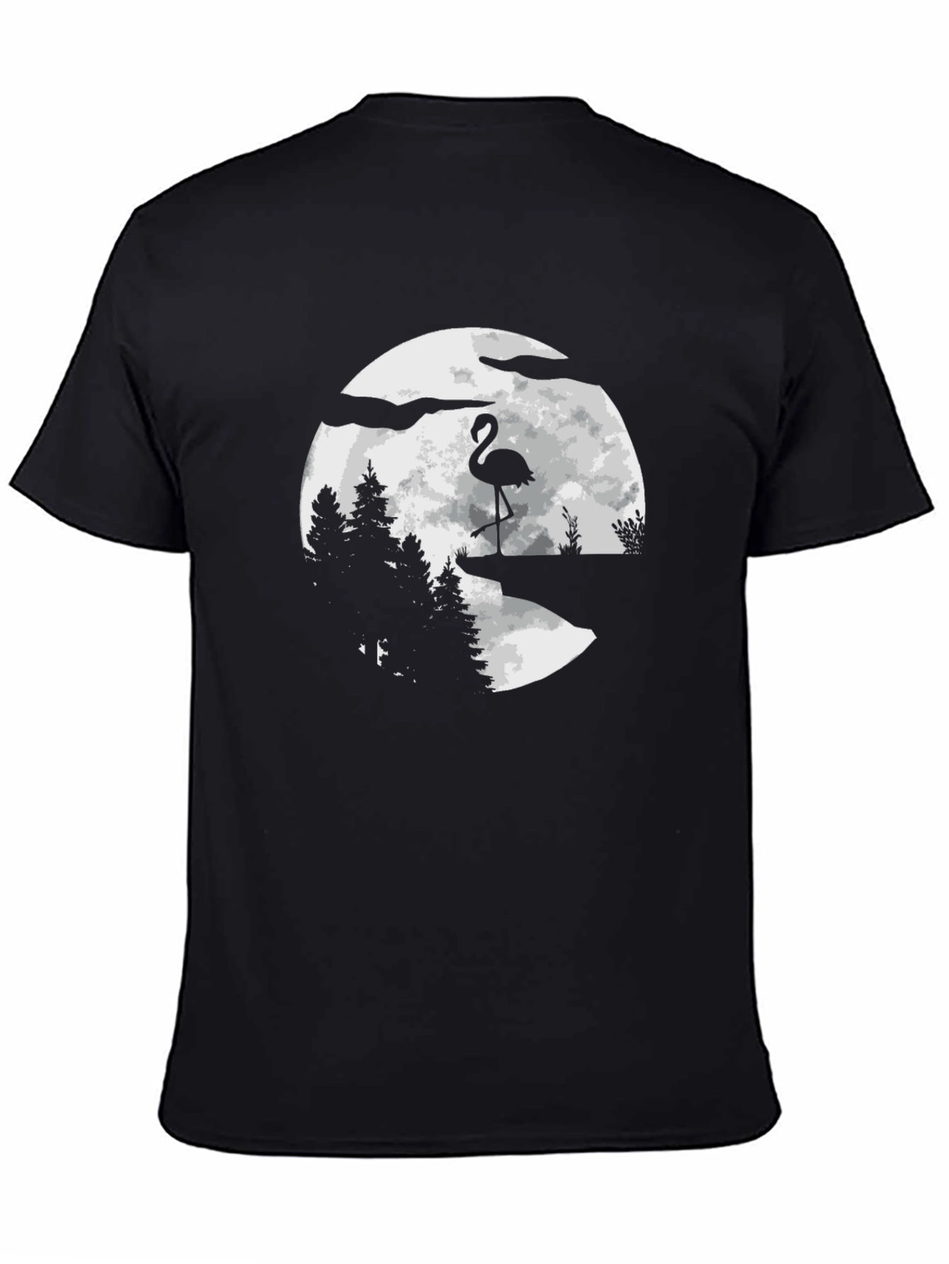 Flamingo Moon Graphic Tee - Mens Black T-Shirt