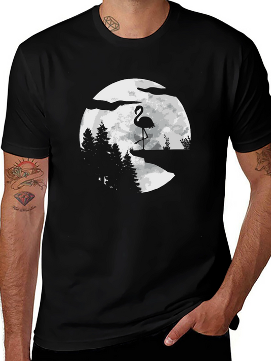 Flamingo Moon Graphic Tee - Mens Black T-Shirt