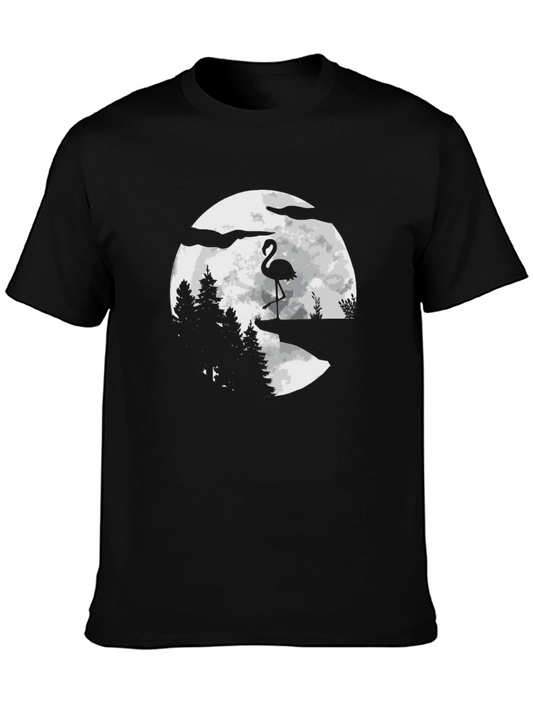 Flamingo Moon Graphic Tee - Mens Black T-Shirt