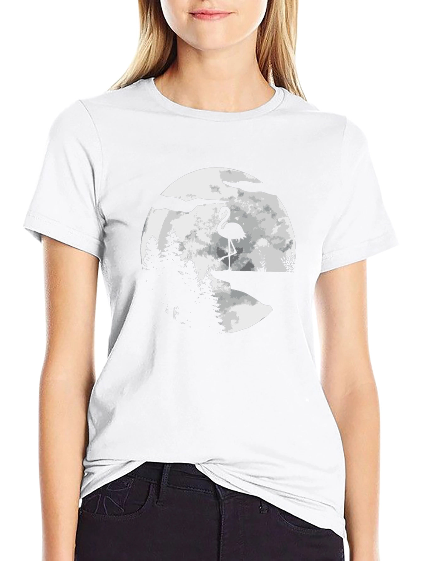 Flamingo Moon Graphic Tee - Mens Black T-Shirt