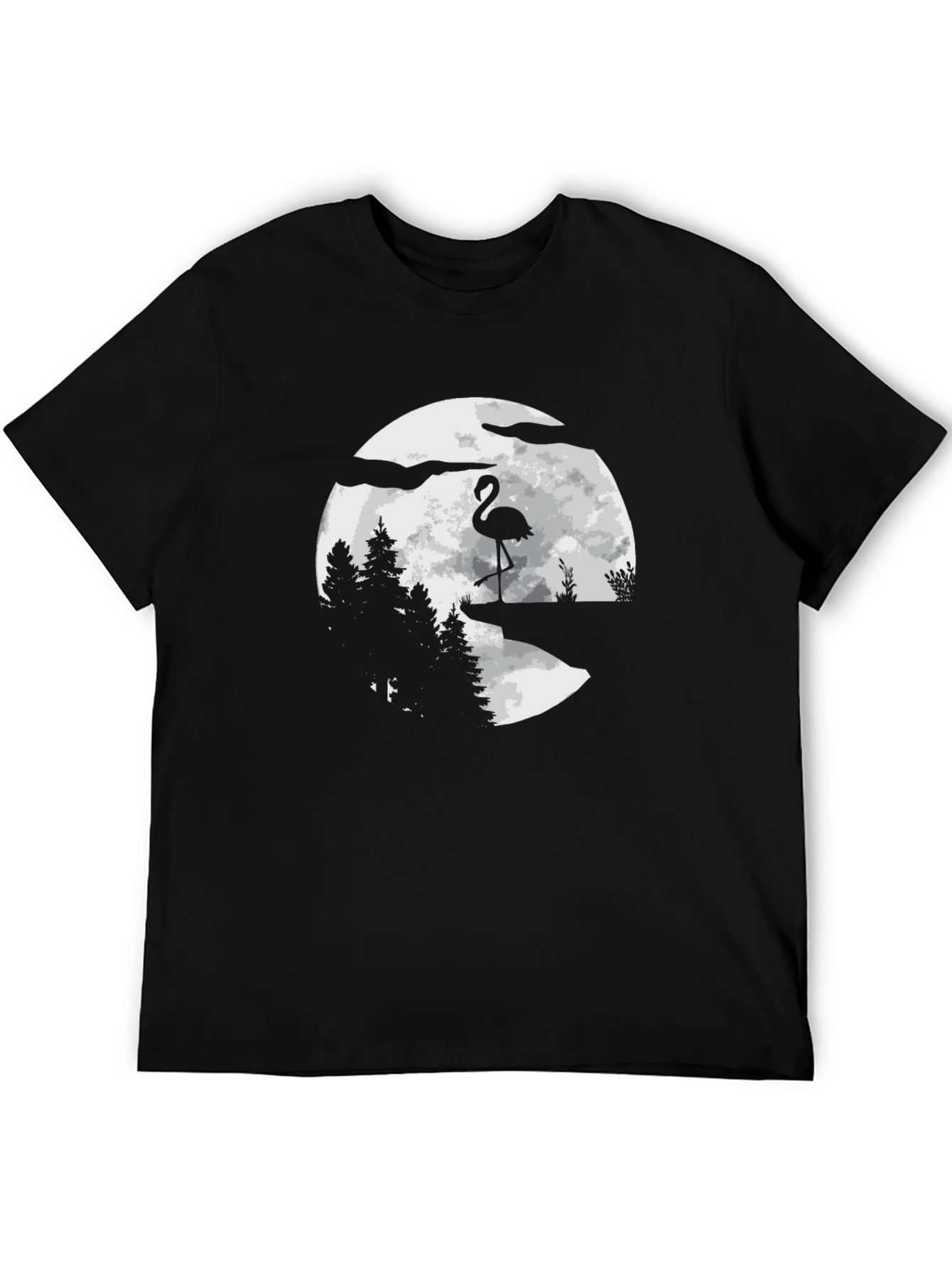 Flamingo Moon Graphic Tee - Mens Black T-Shirt