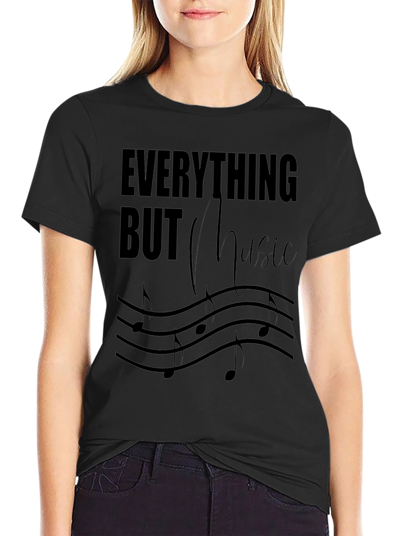 Everything But Music Tee - Black Graphic T-Shirt