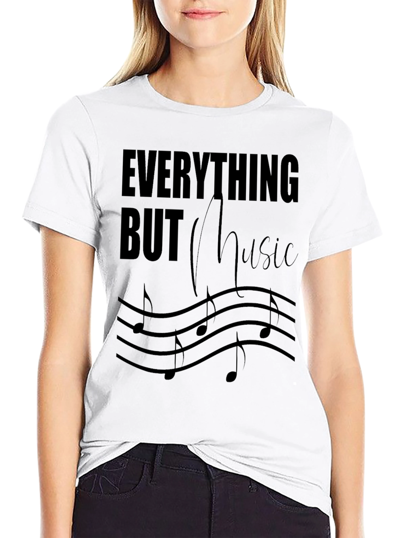Everything But Music Tee - Black Graphic T-Shirt