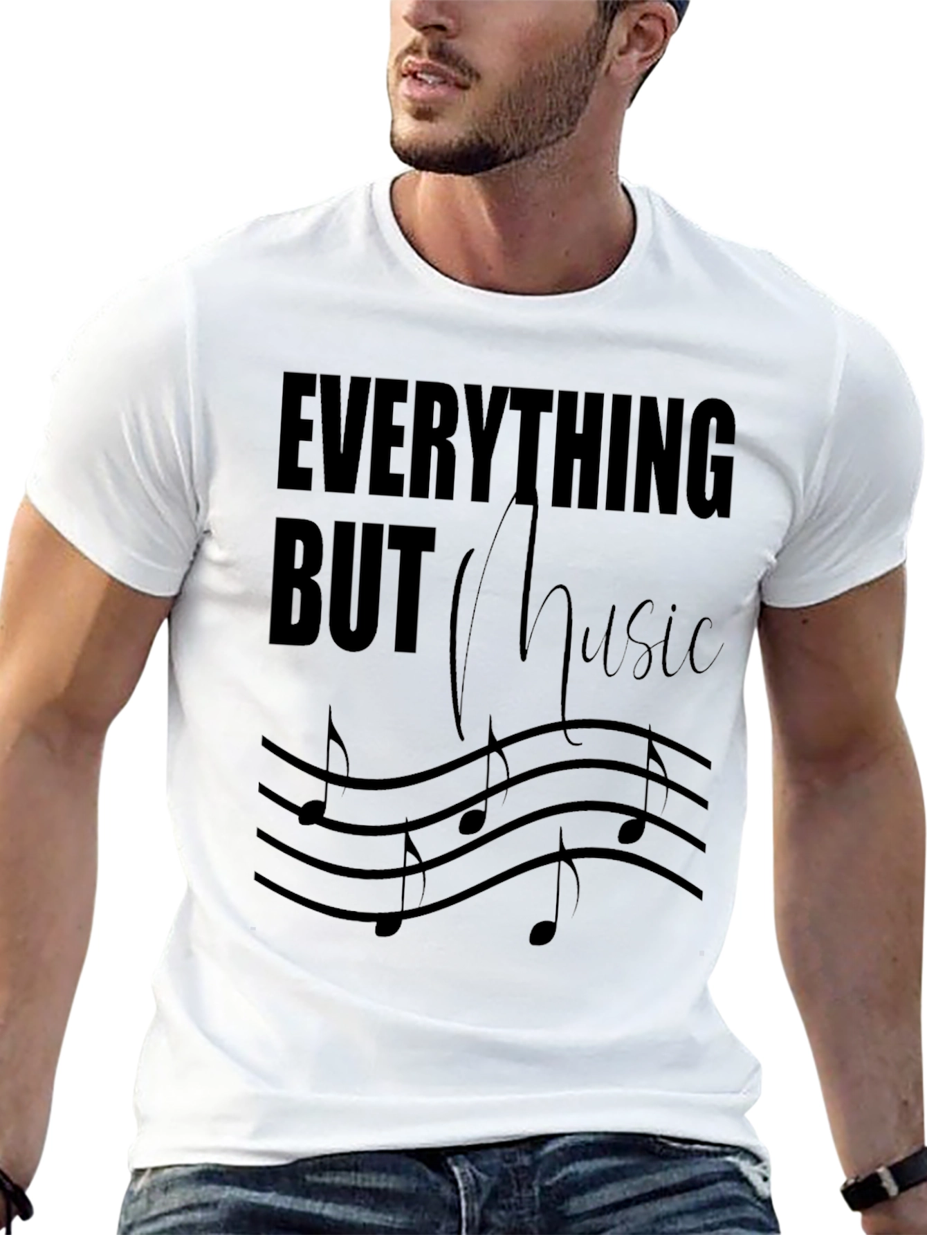 Everything But Music Tee - Black Graphic T-Shirt