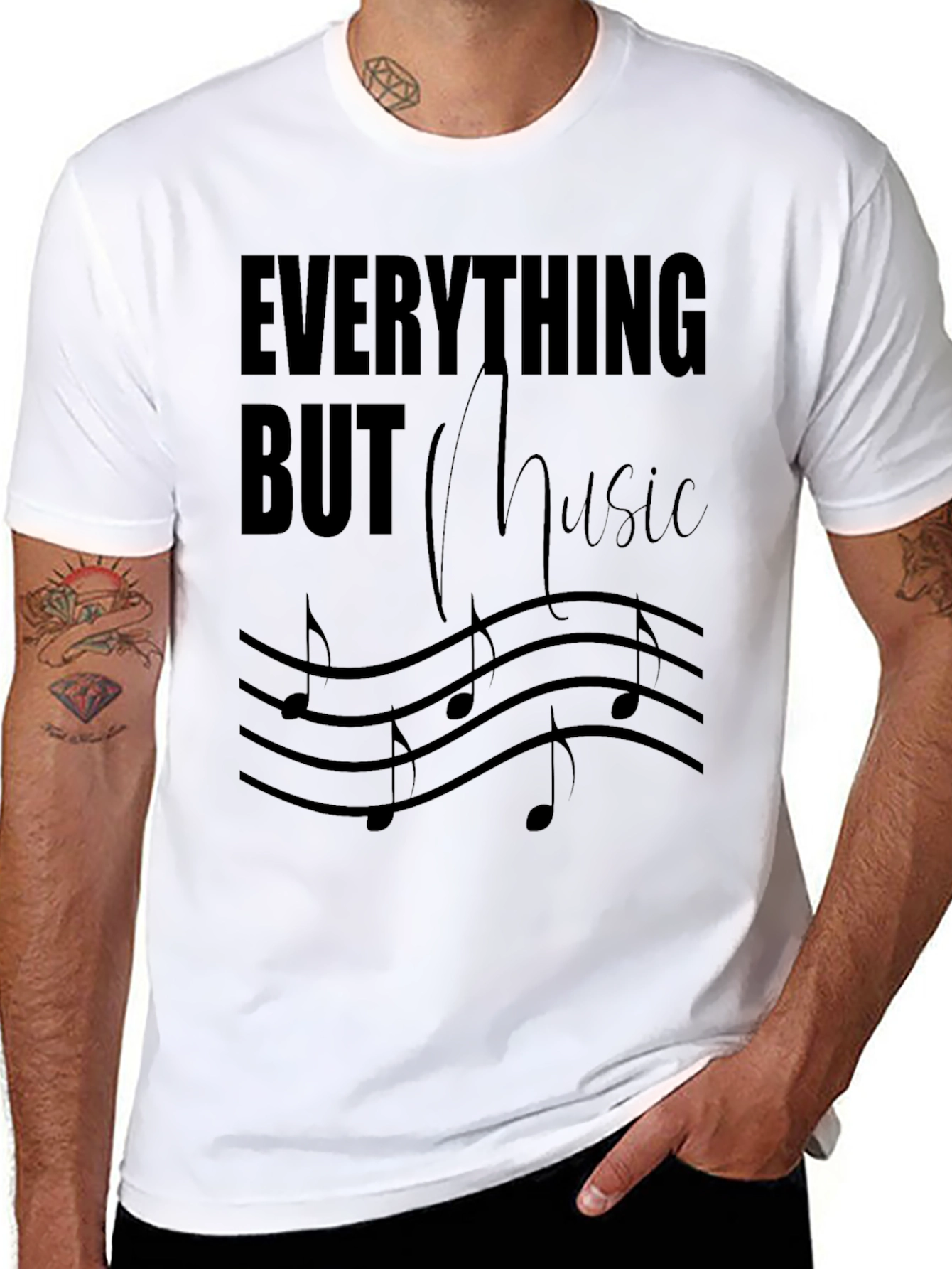 Everything But Music Tee - Black Graphic T-Shirt