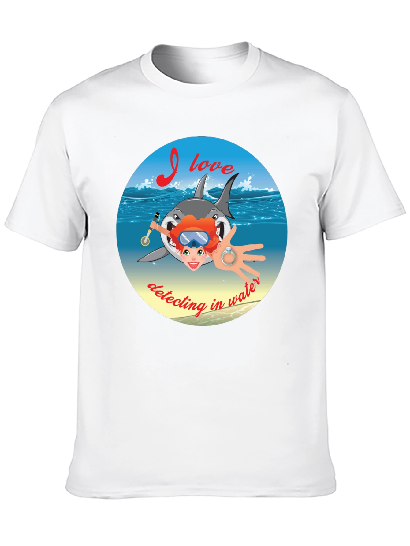 Diving Shark T-Shirt - Metal Detecting Water Design