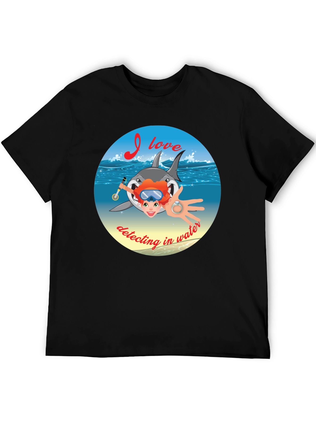 Diving Shark T-Shirt - Metal Detecting Water Design