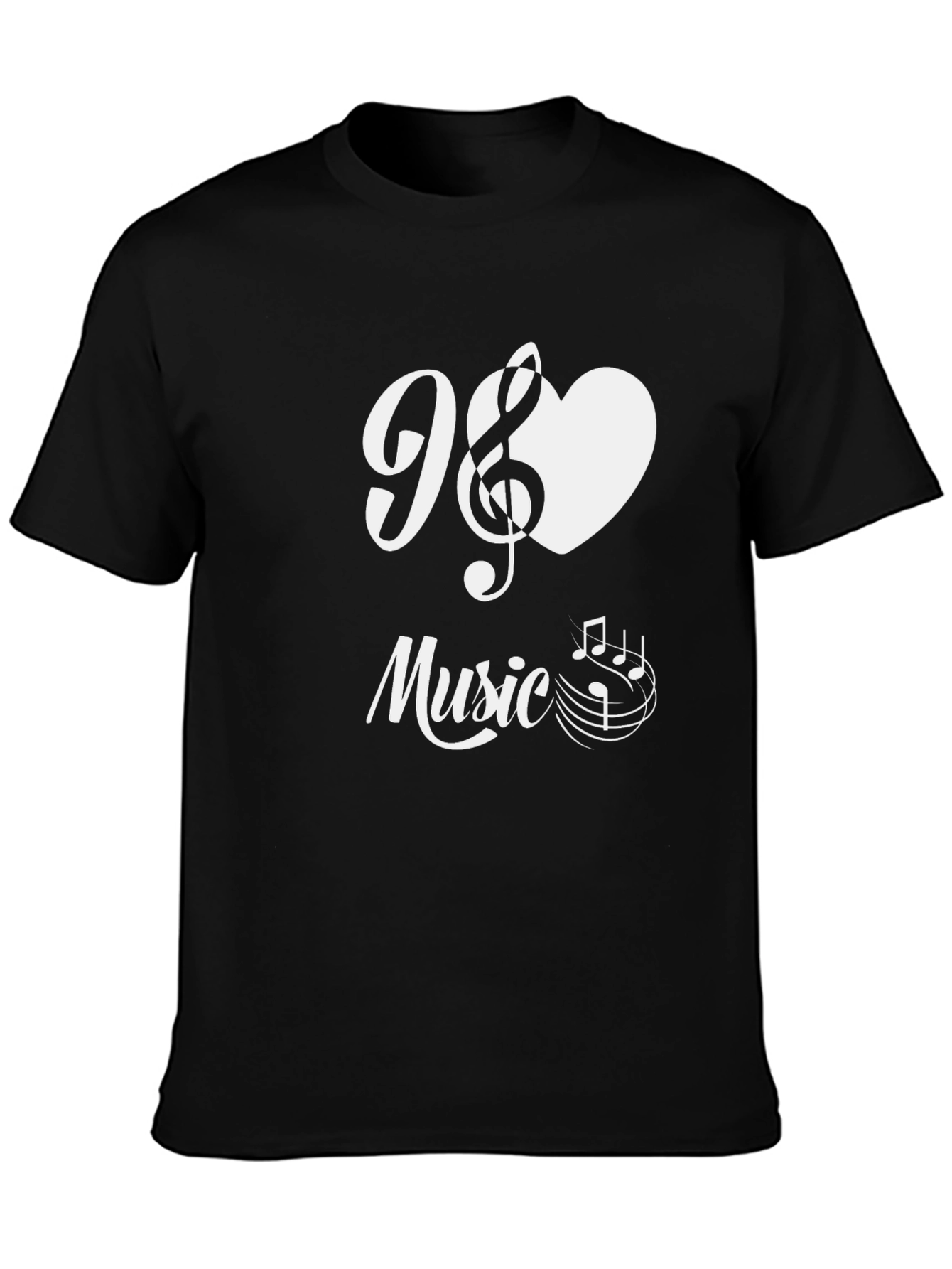I Love Music T-Shirt - Black Cotton Graphic Tee