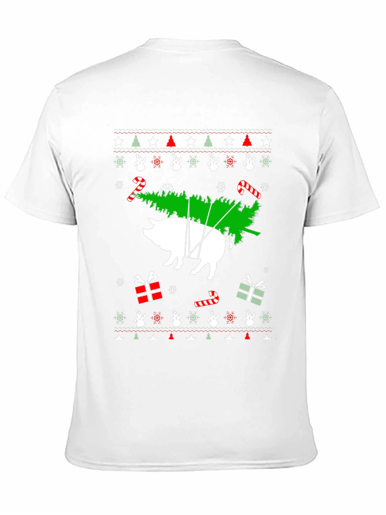 Pig Christmas Tree Black T-Shirt