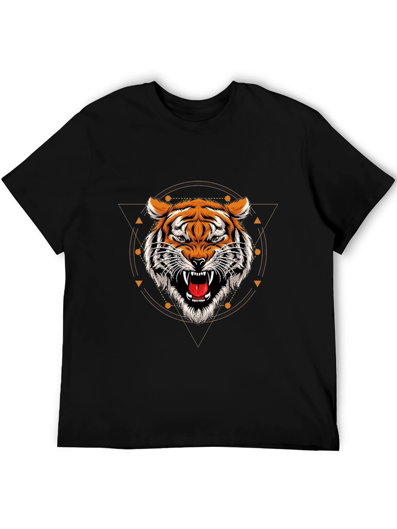 Geometric Tiger Graphic Tee - Stylish Black T-Shirt