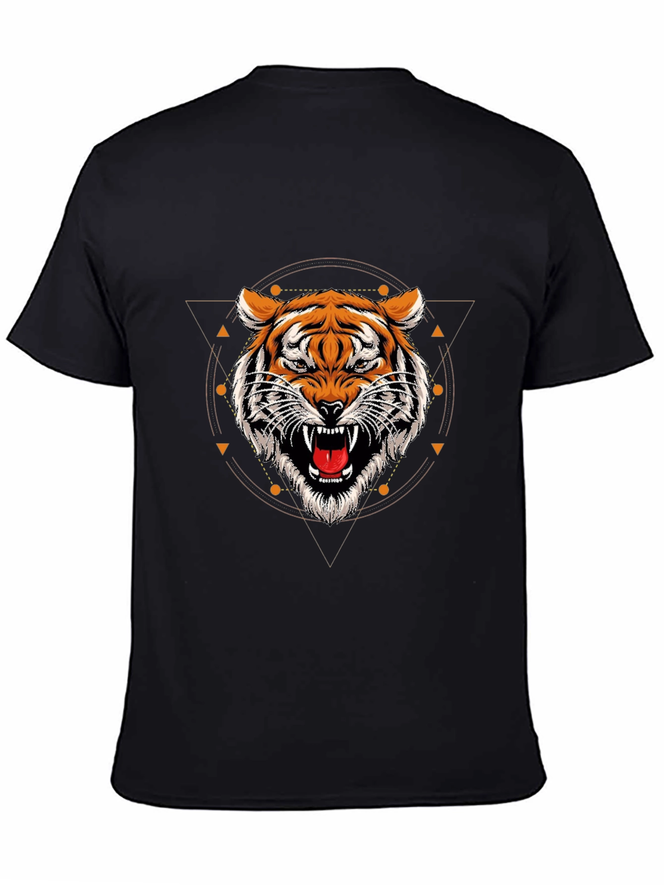 Geometric Tiger Graphic Tee - Stylish Black T-Shirt