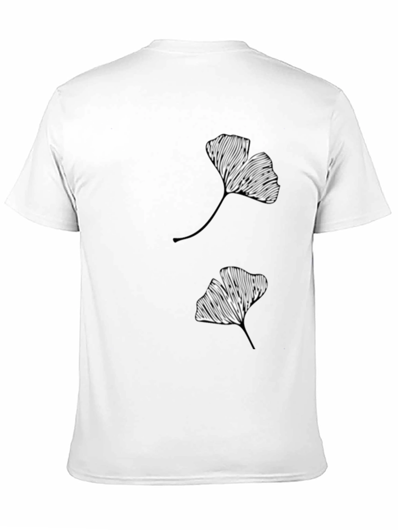 Ginkgo Leaf Graphic Print Black T-Shirt