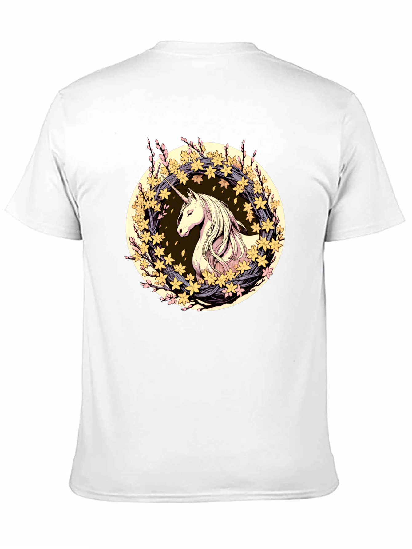 Unicorn Floral Wreath Graphic T-Shirt