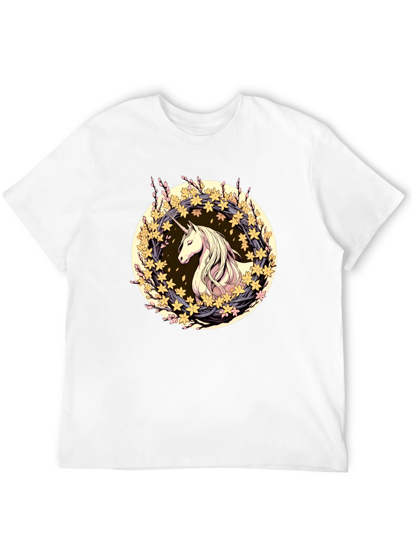 Unicorn Floral Wreath Graphic T-Shirt