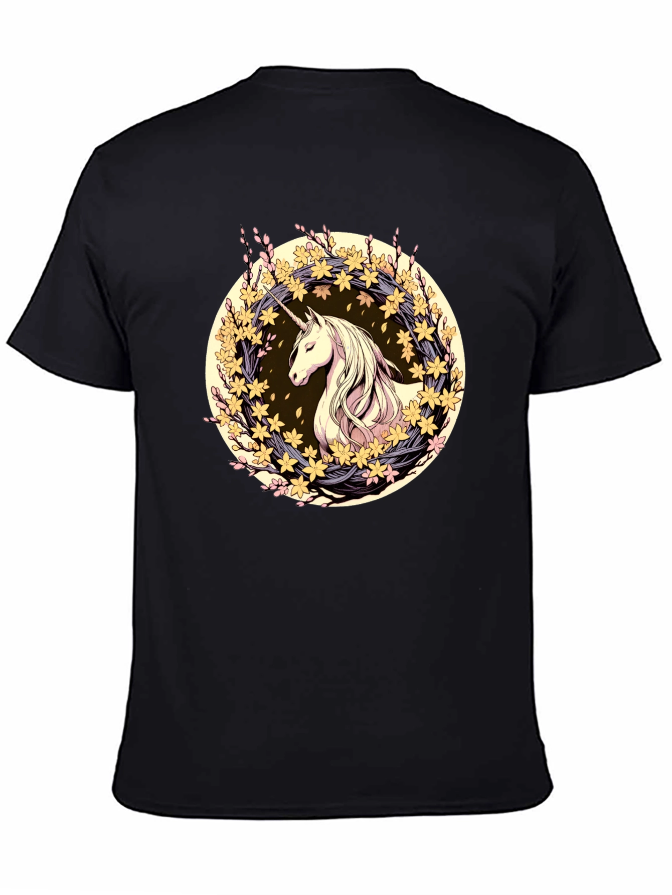Unicorn Floral Wreath Graphic T-Shirt