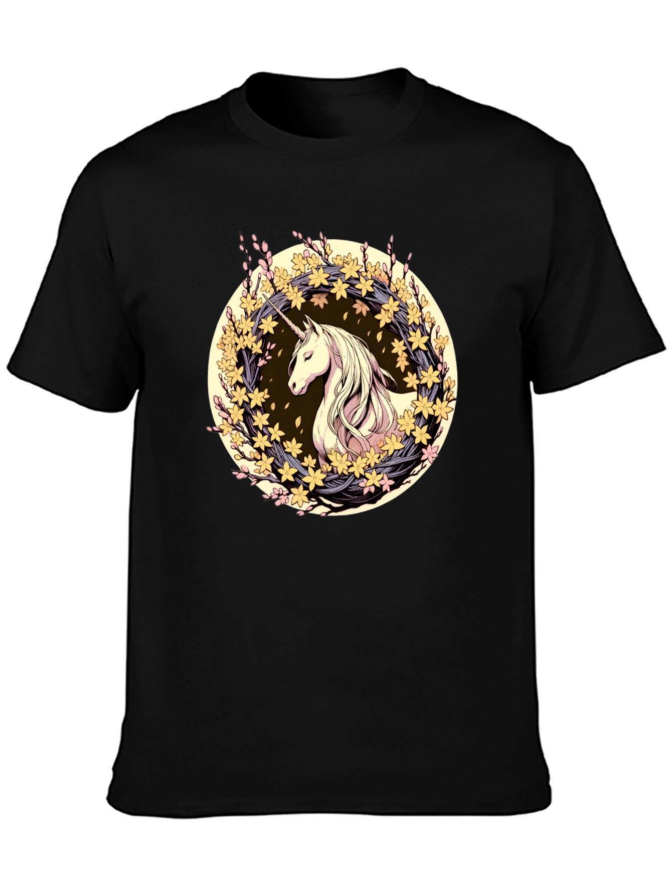Unicorn Floral Wreath Graphic T-Shirt