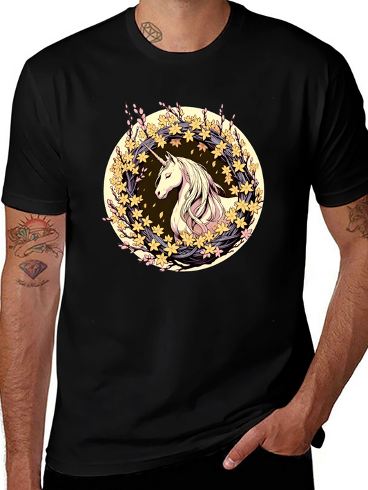 Unicorn Floral Wreath Graphic T-Shirt